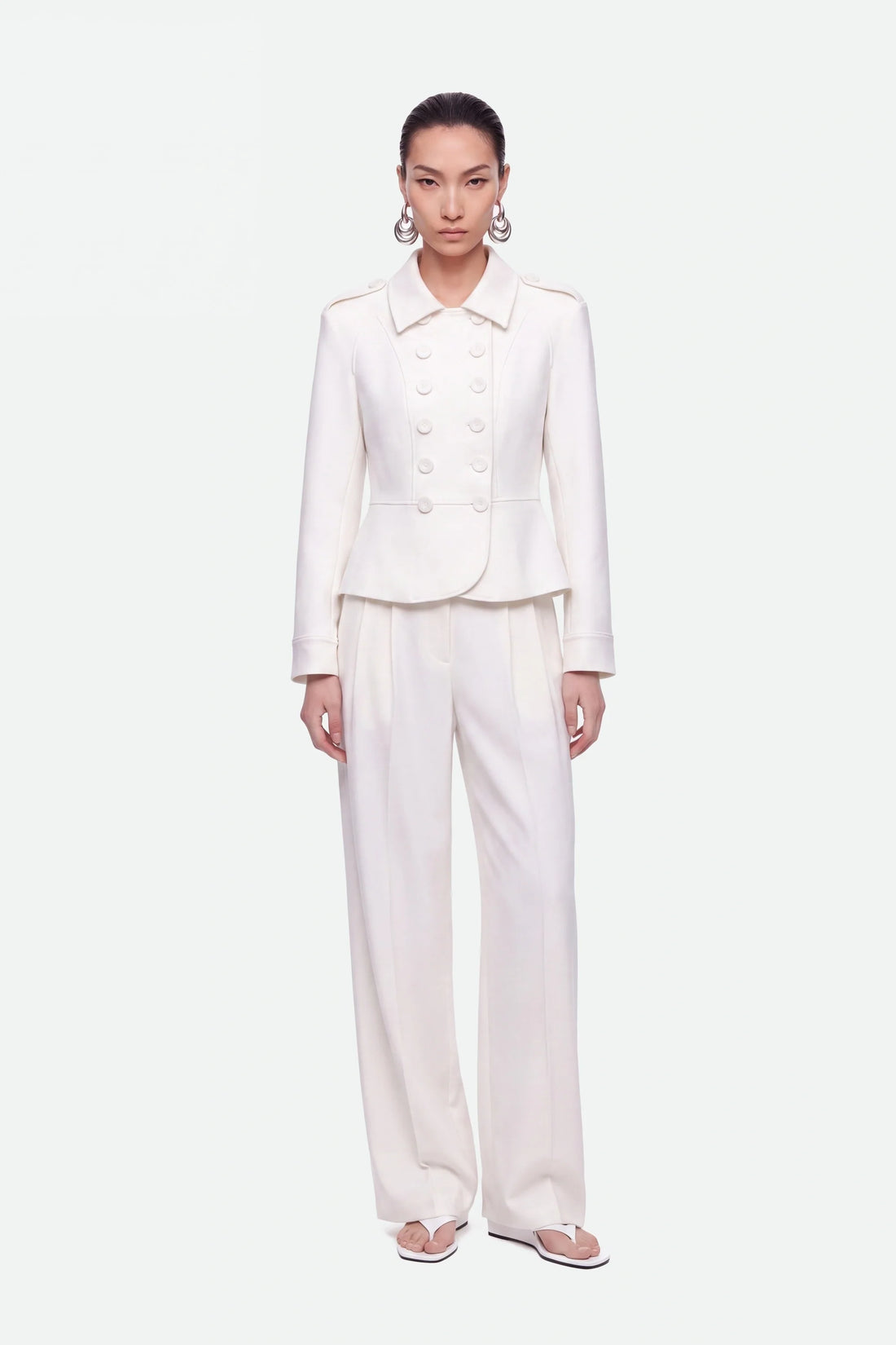 Double Pleat Wide Leg Trousers