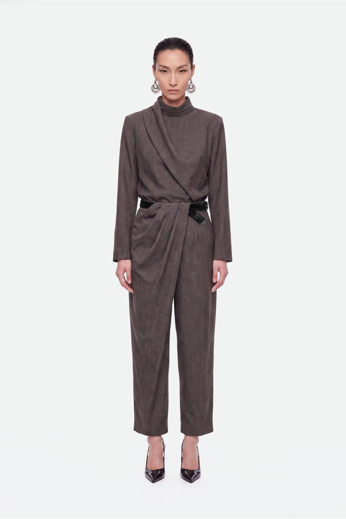 Asymmetric Pleat Detail Trousers