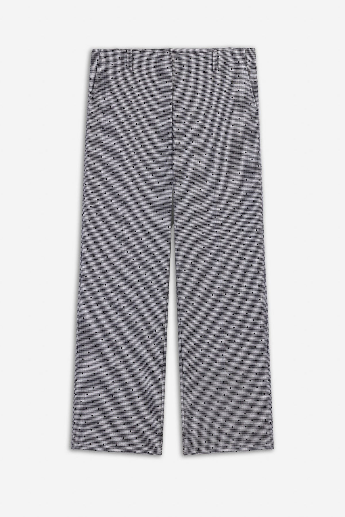 Dot Houndstooth Wide Leg Trousers