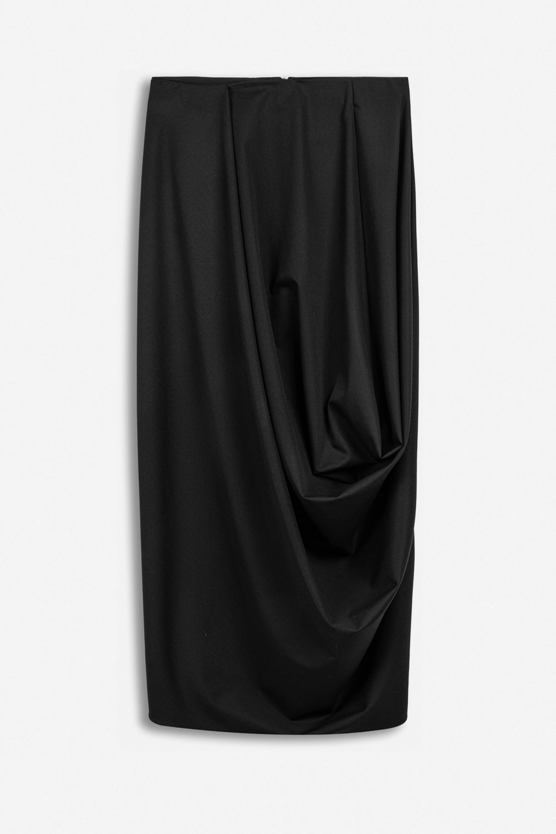 Draped Pleat-Detail Midi Skirt