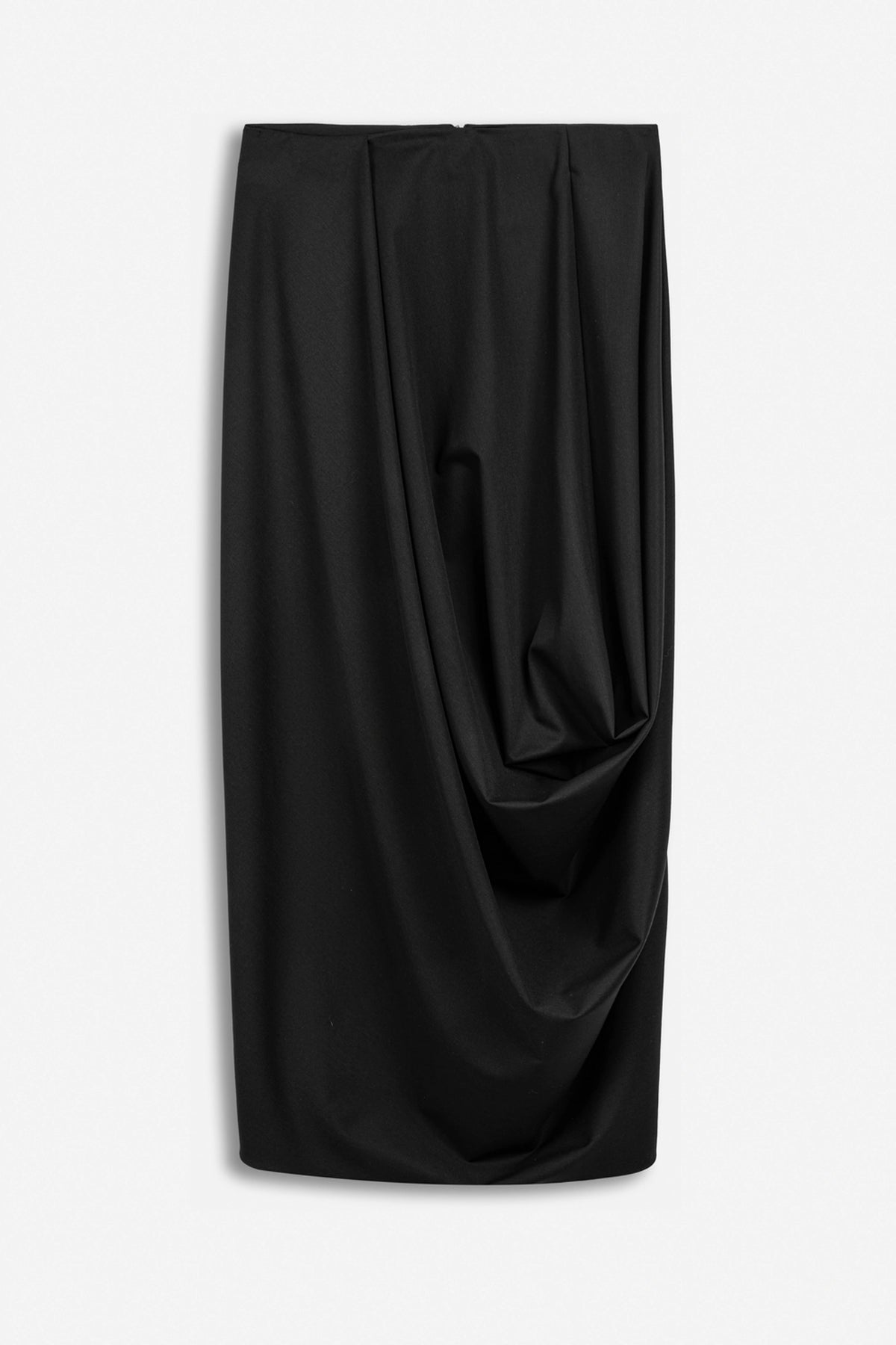 Draped Pleat-Detail Midi Skirt
