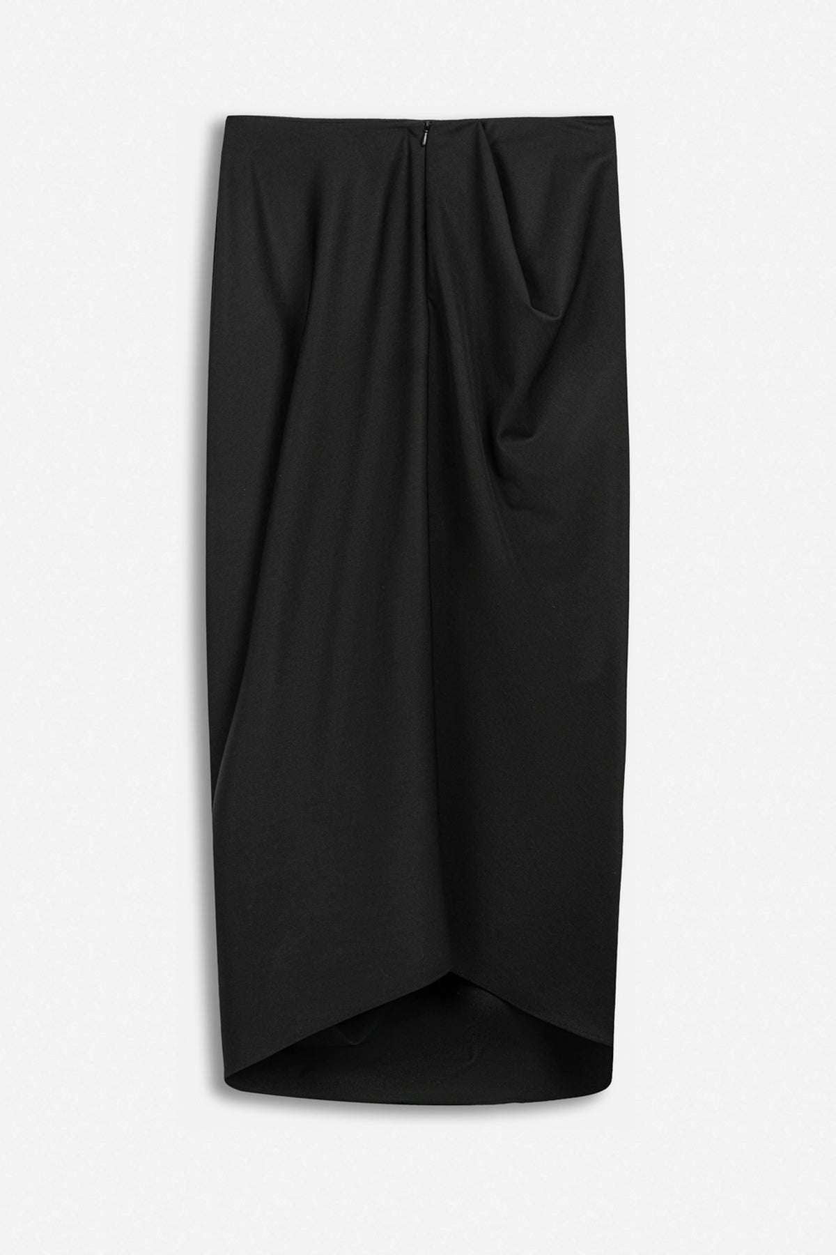 Draped Pleat-Detail Midi Skirt