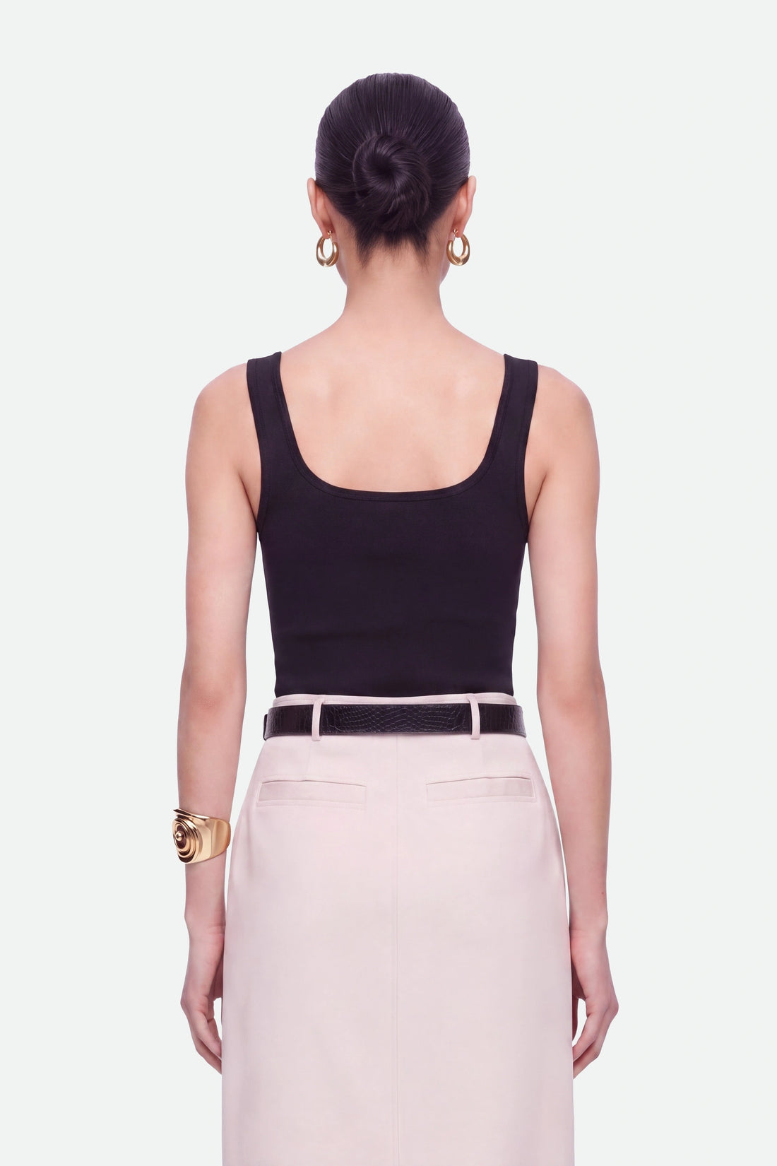 Belted Front-Slit Maxi Skirt