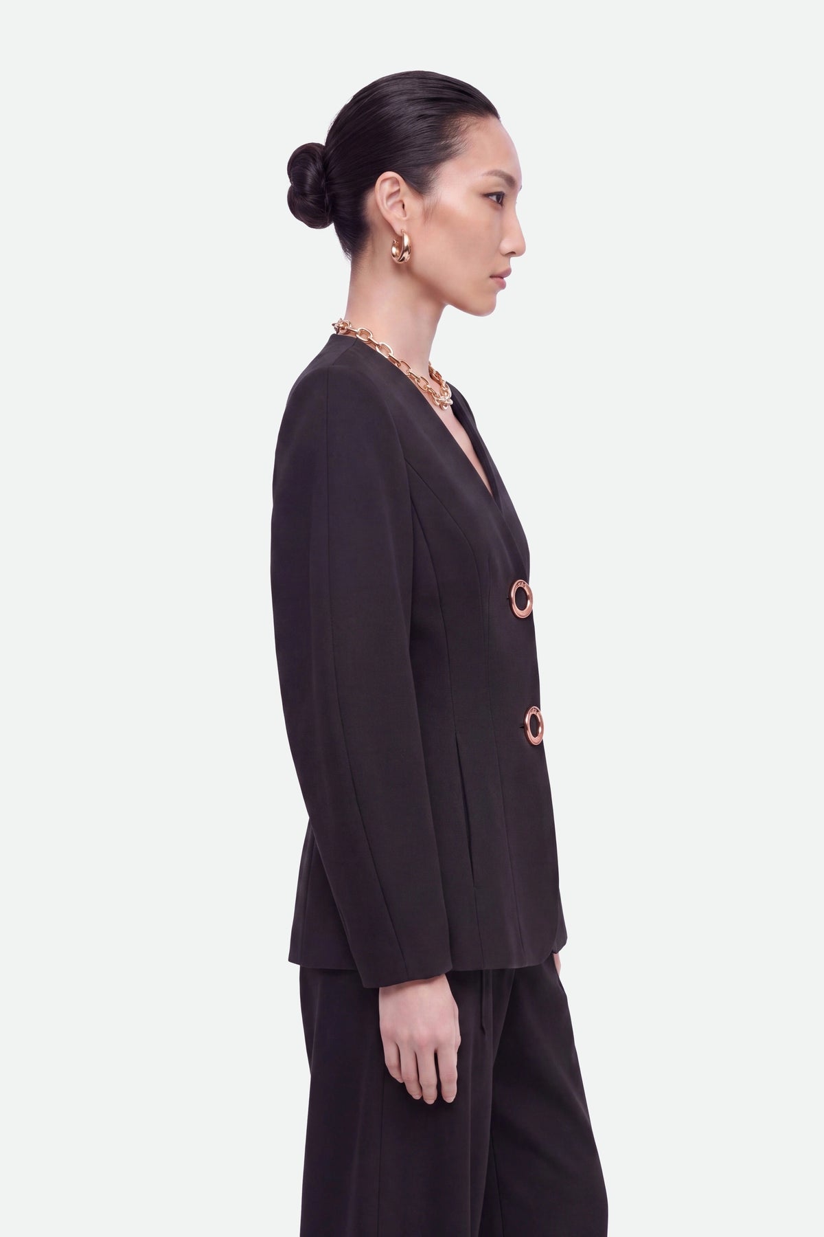 Ring-Button Wrap-Front Jacket