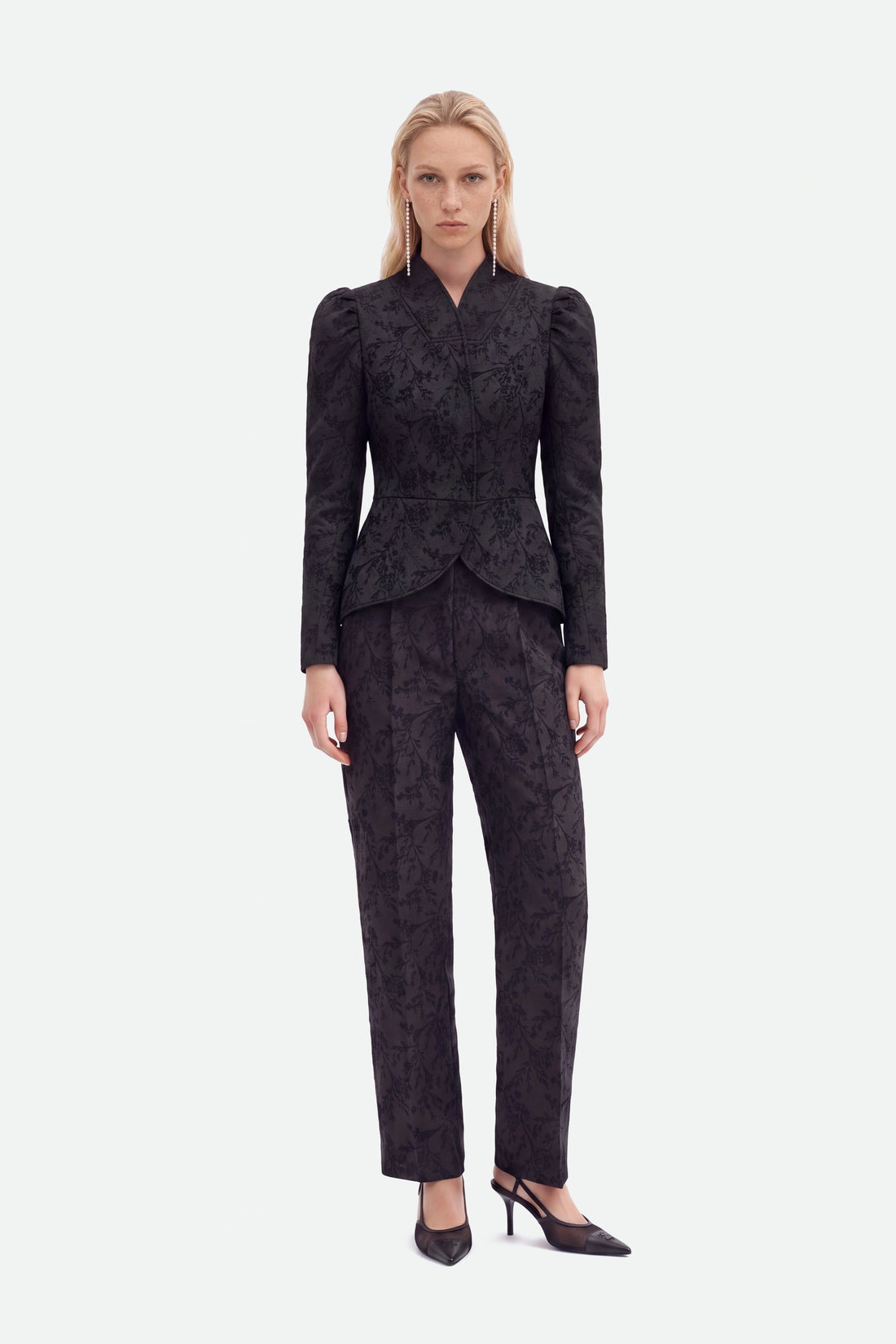 Jacquard Balloon Sleeve Wrap Jacket