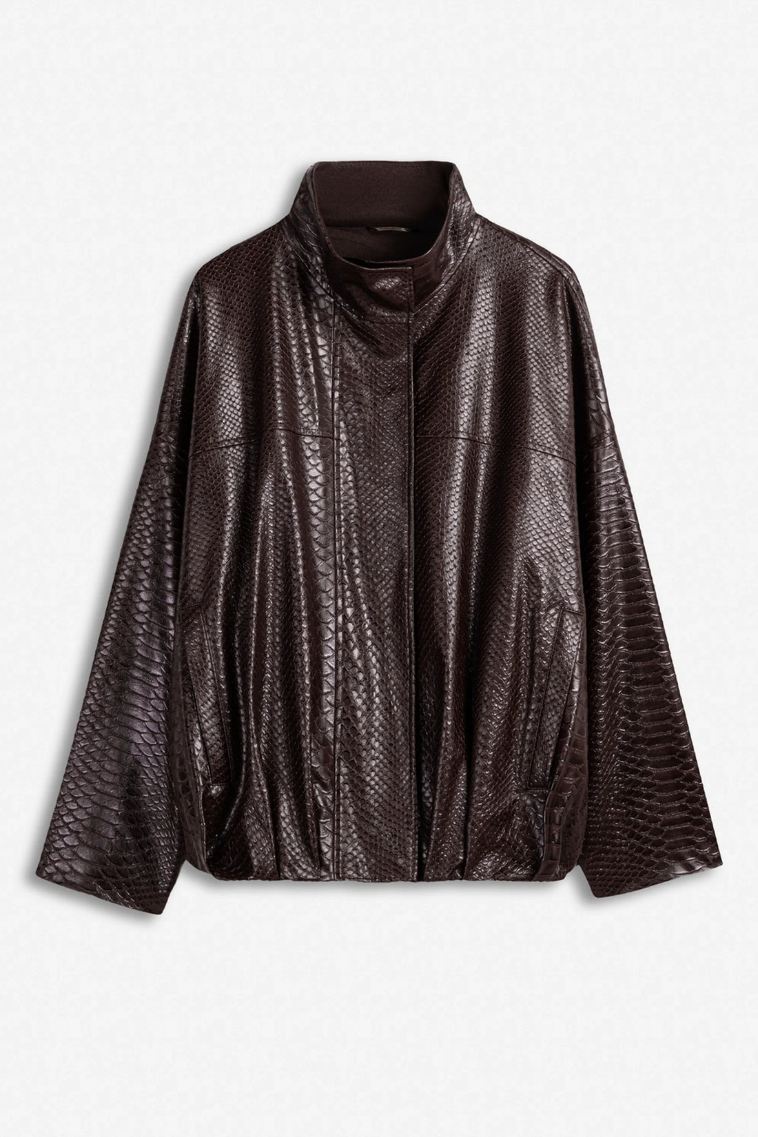 Snake Effect Leather Jacket