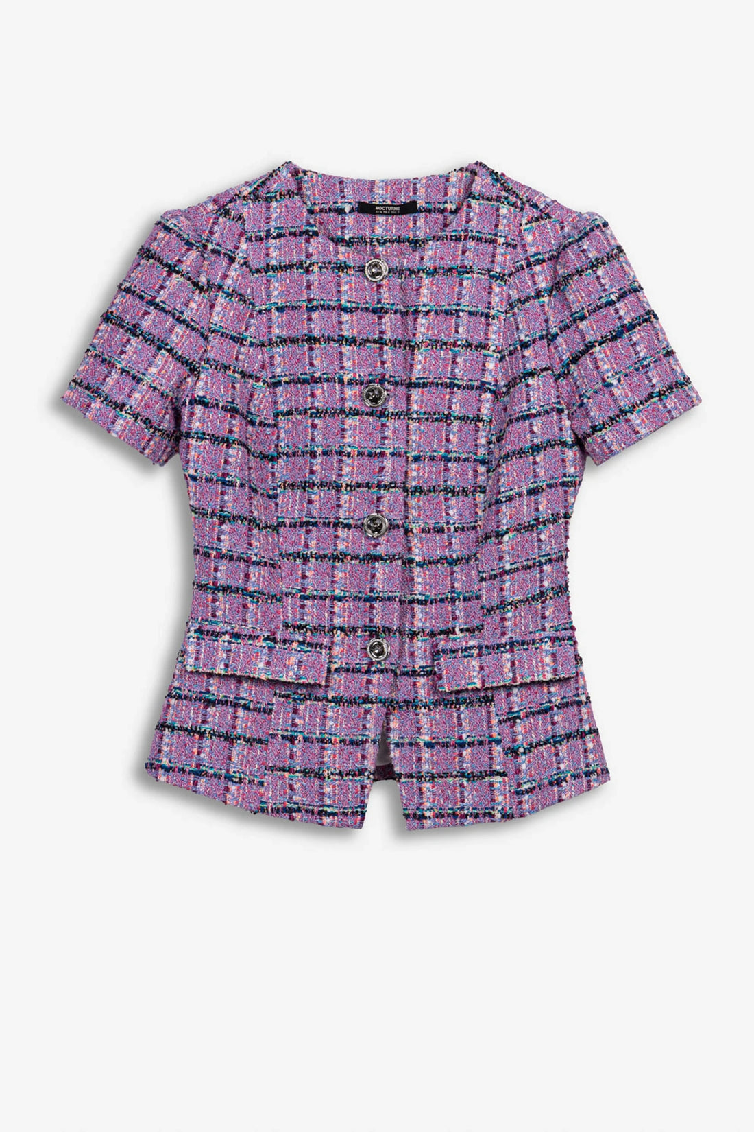 Short Sleeve Tweed Peplum Jacket