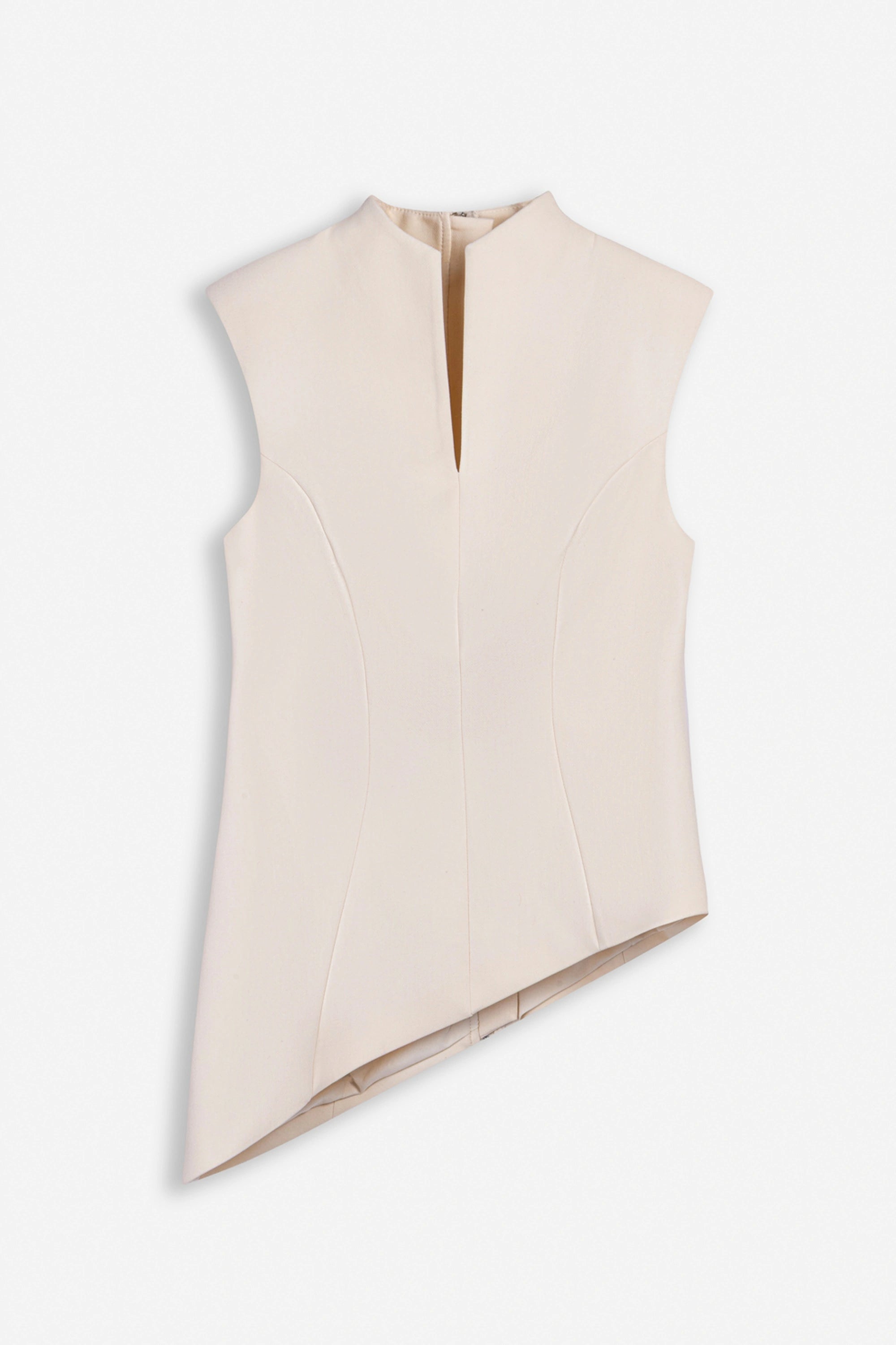 Padded-Shoulder Asymmetric Blouse