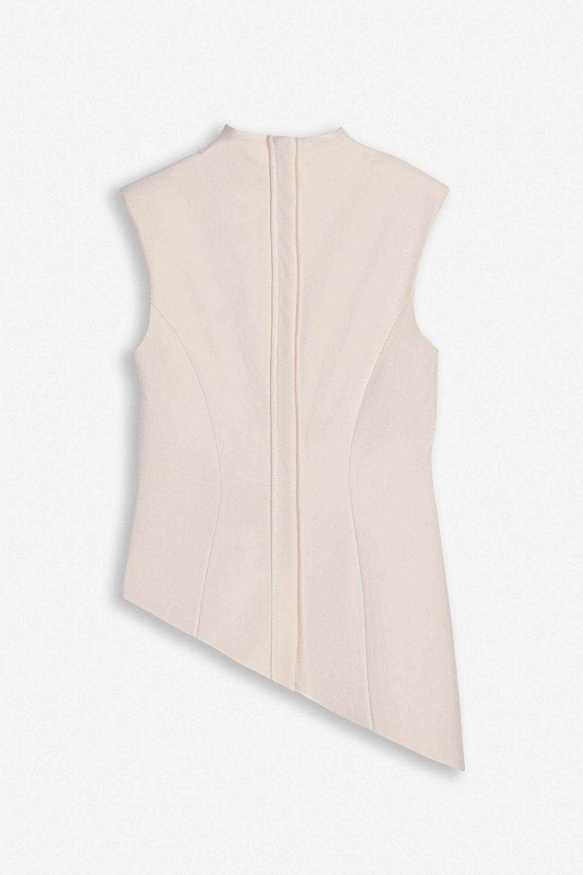 Padded-Shoulder Asymmetric Blouse