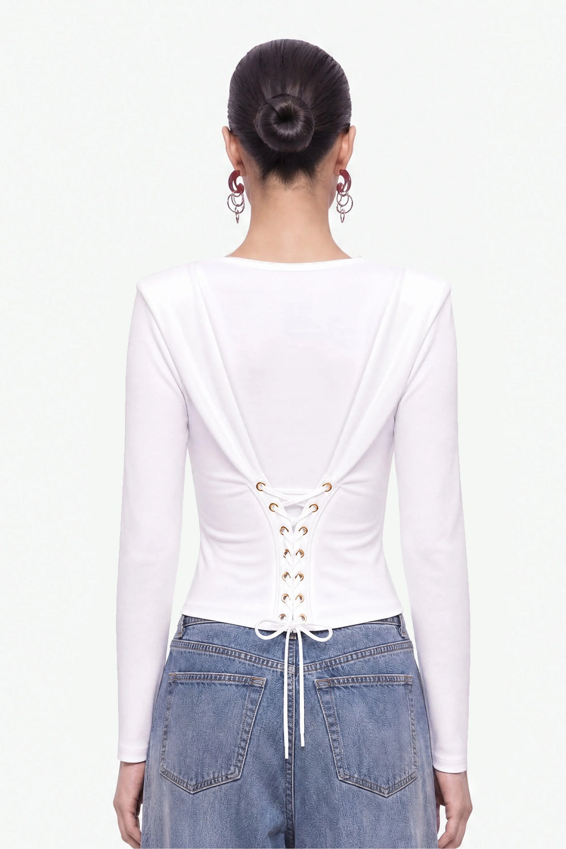Eyelet Lace Up Blouse