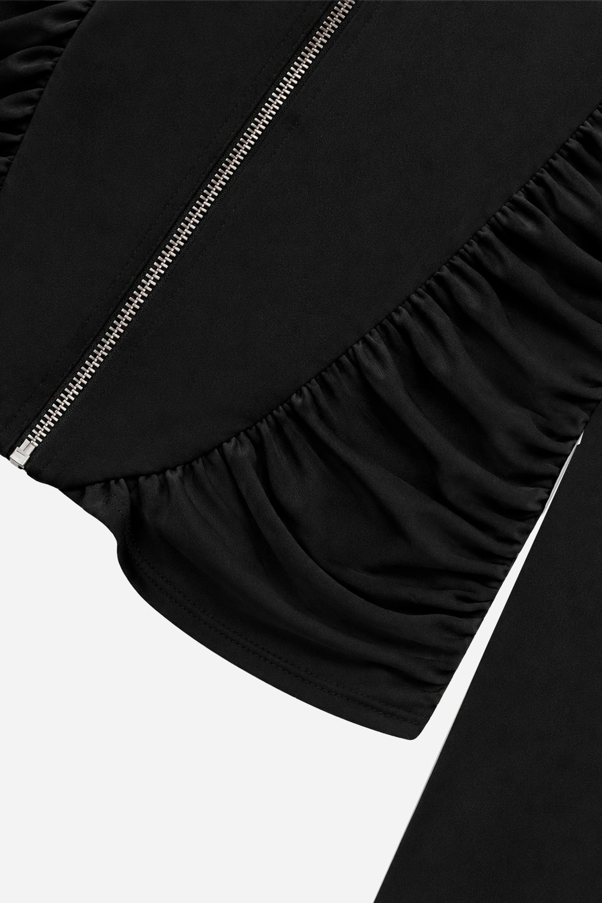 Ruffle-Trim Zip-Front Blouse