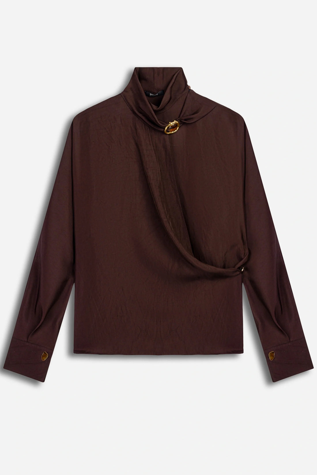Stone Accessory Stand Collar Blouse