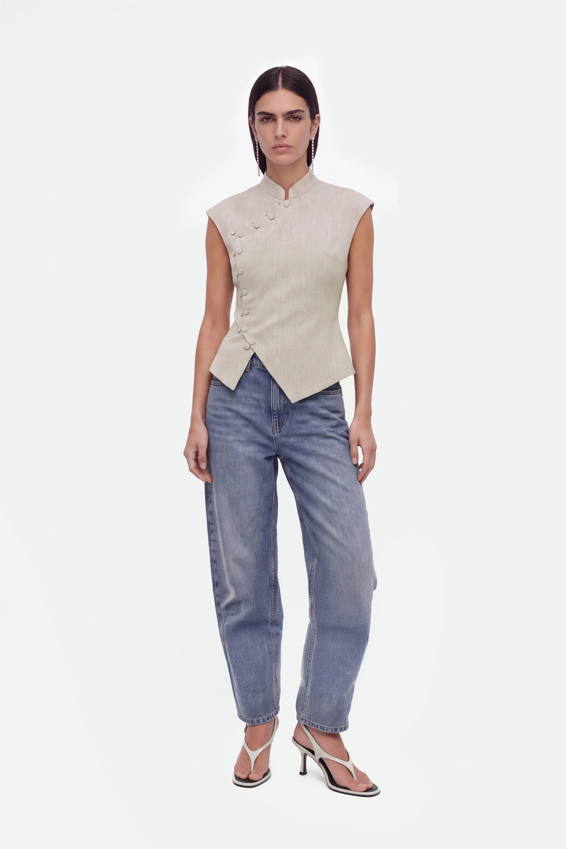 Asymmetric Button Vest