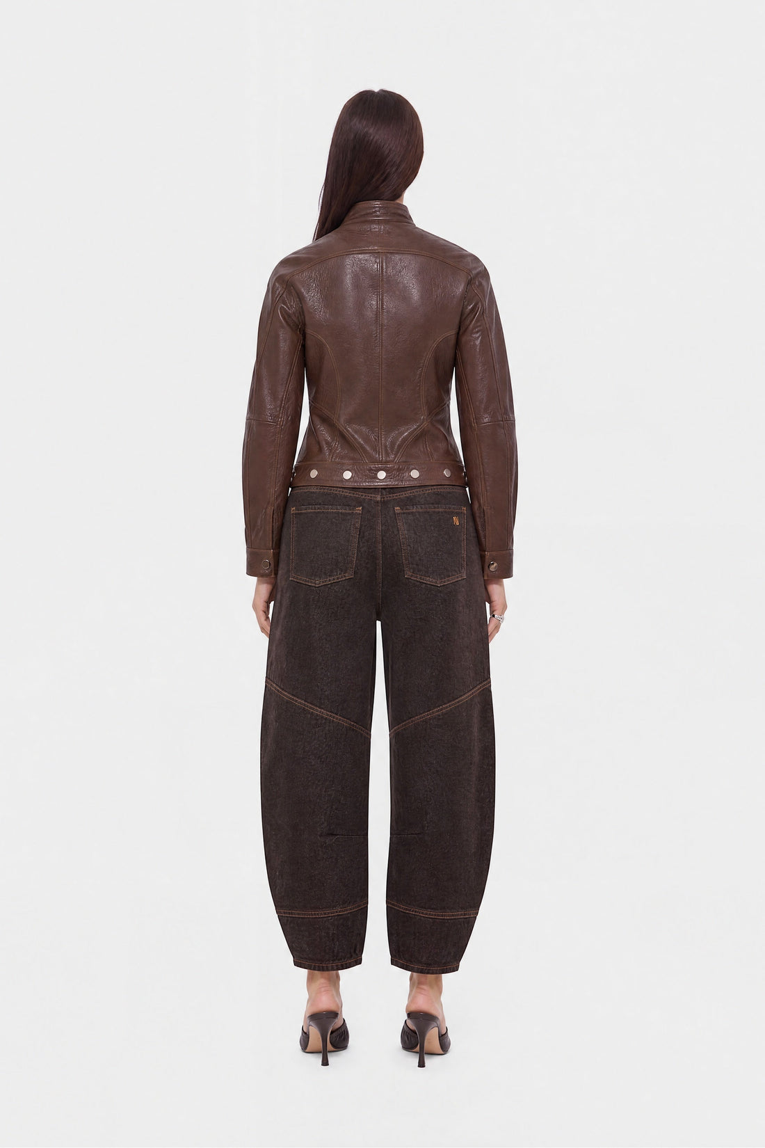 Stand Collar Leather Jacket