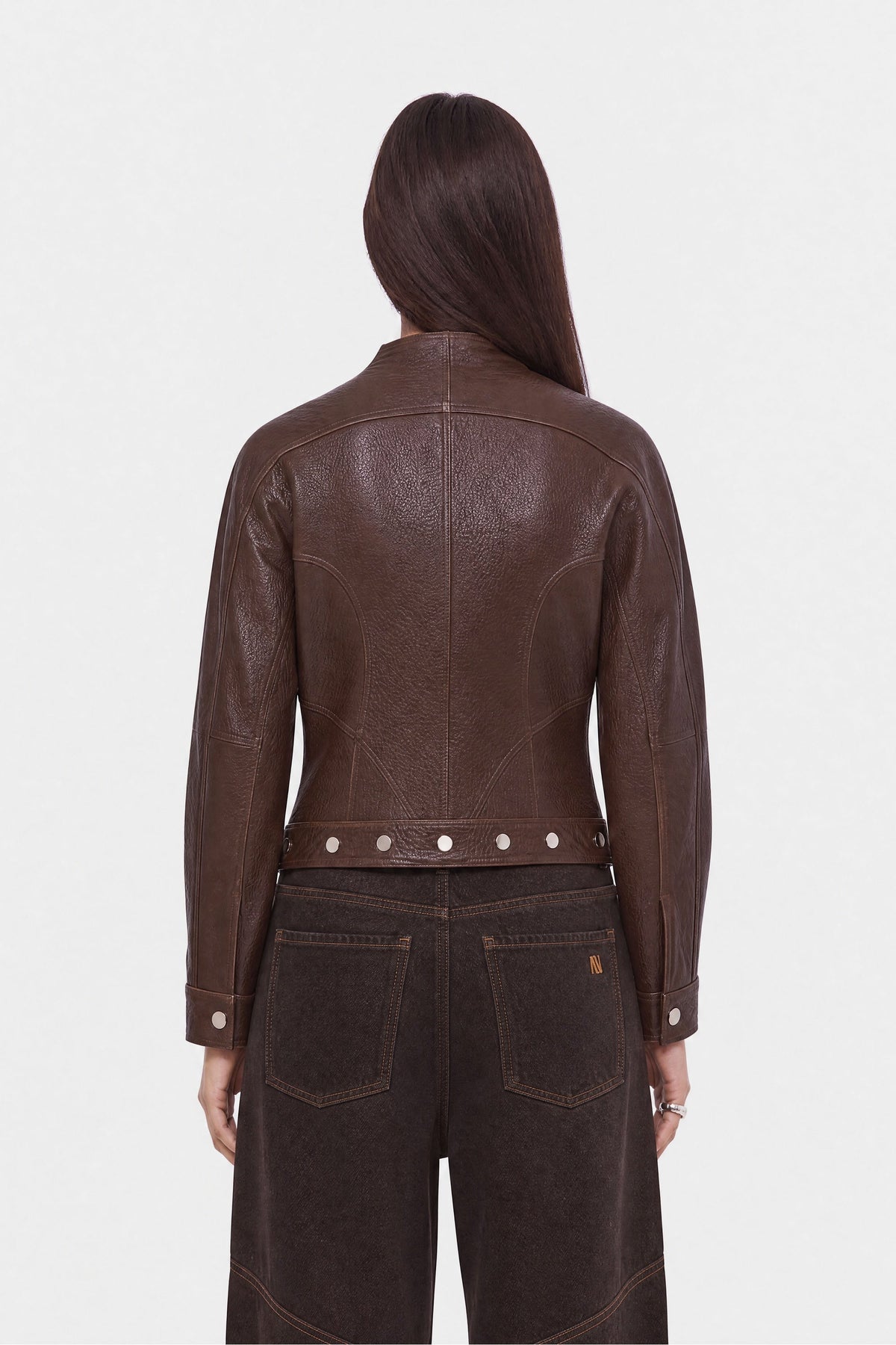 Stand Collar Leather Jacket