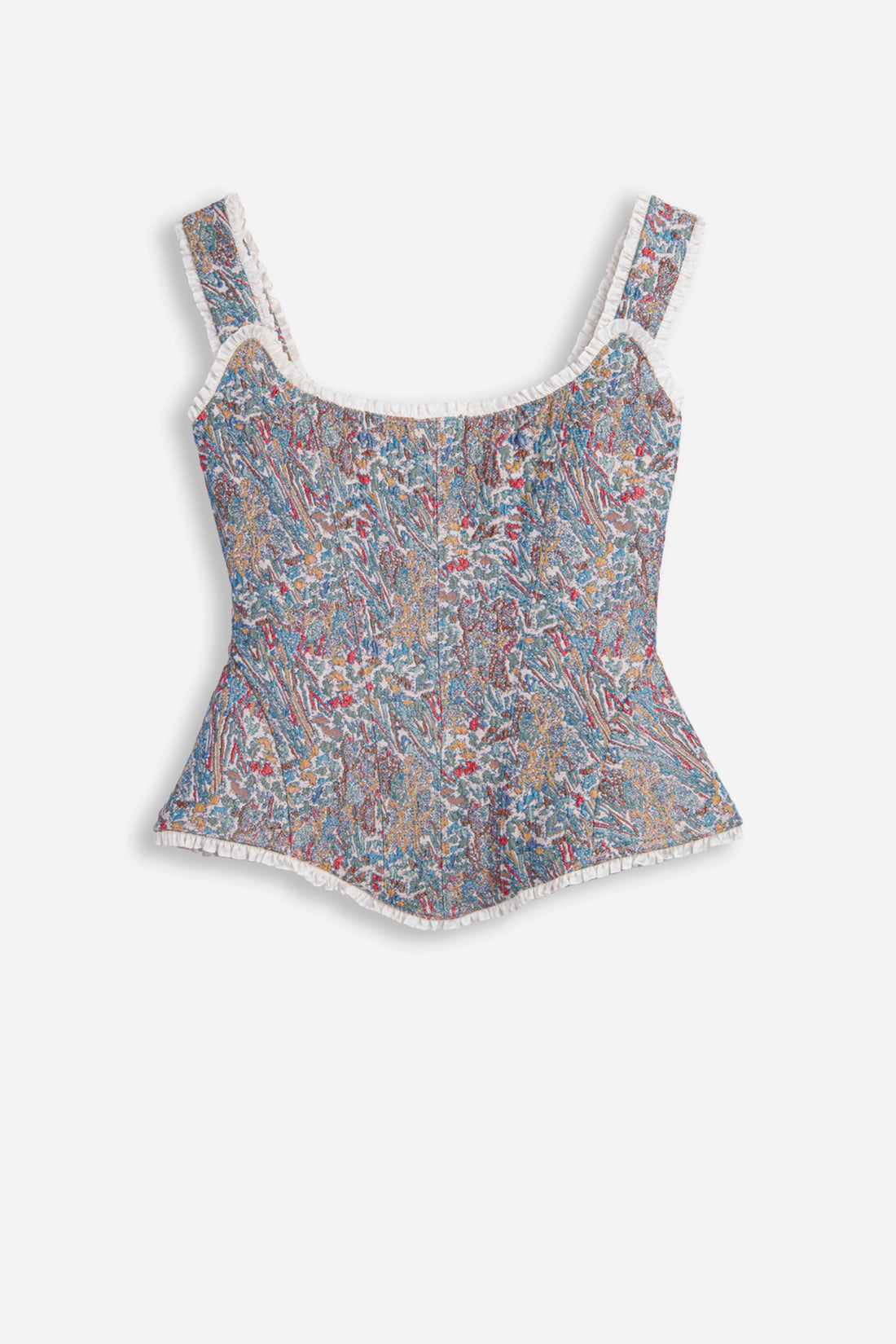 Printed Piped Bustier Top