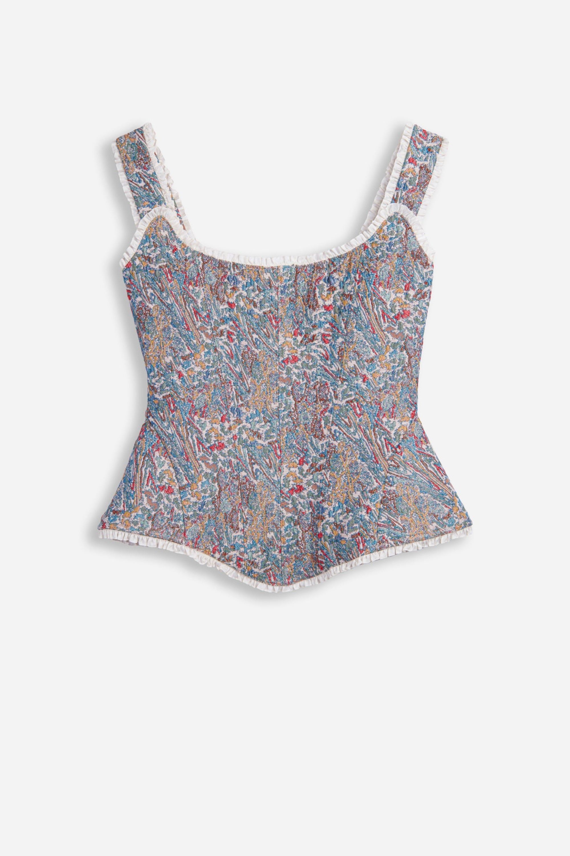 Printed Piped Bustier Top