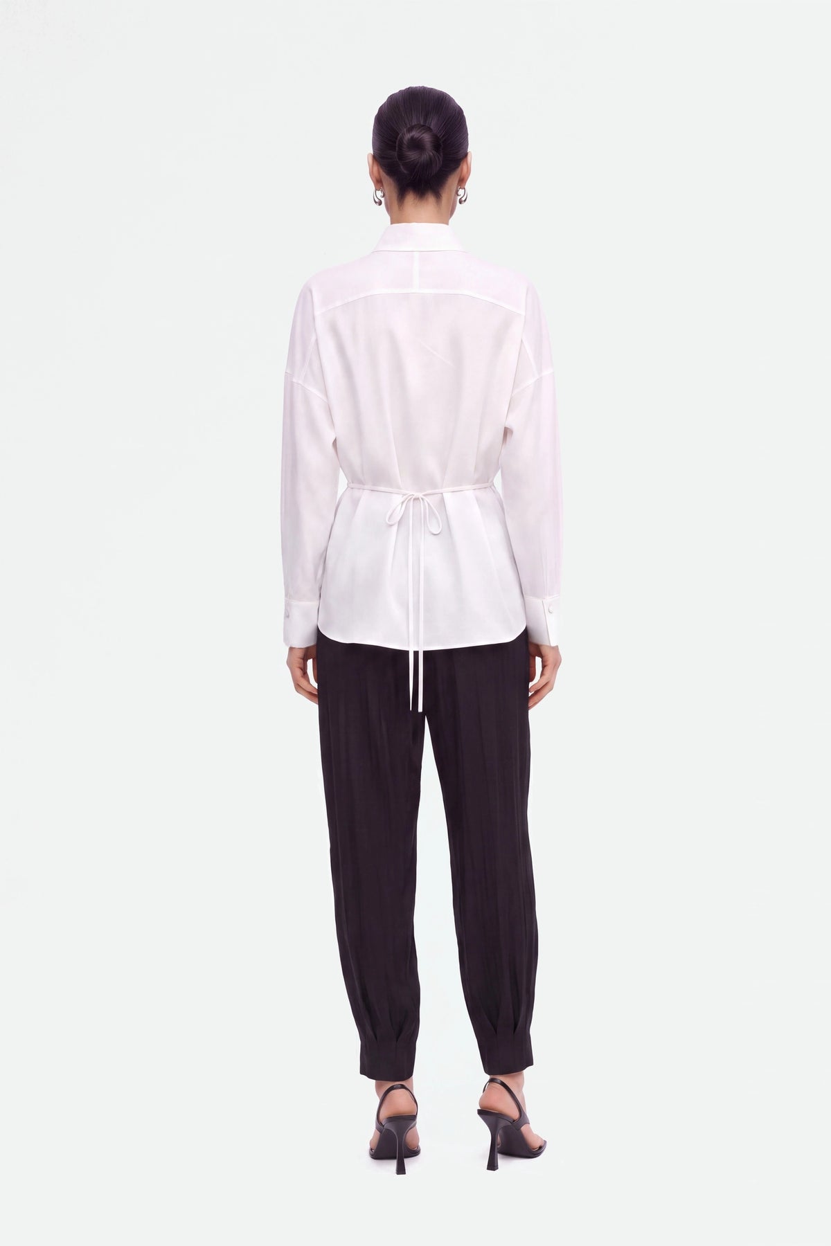 Tie Detail Stand Collar Shirt