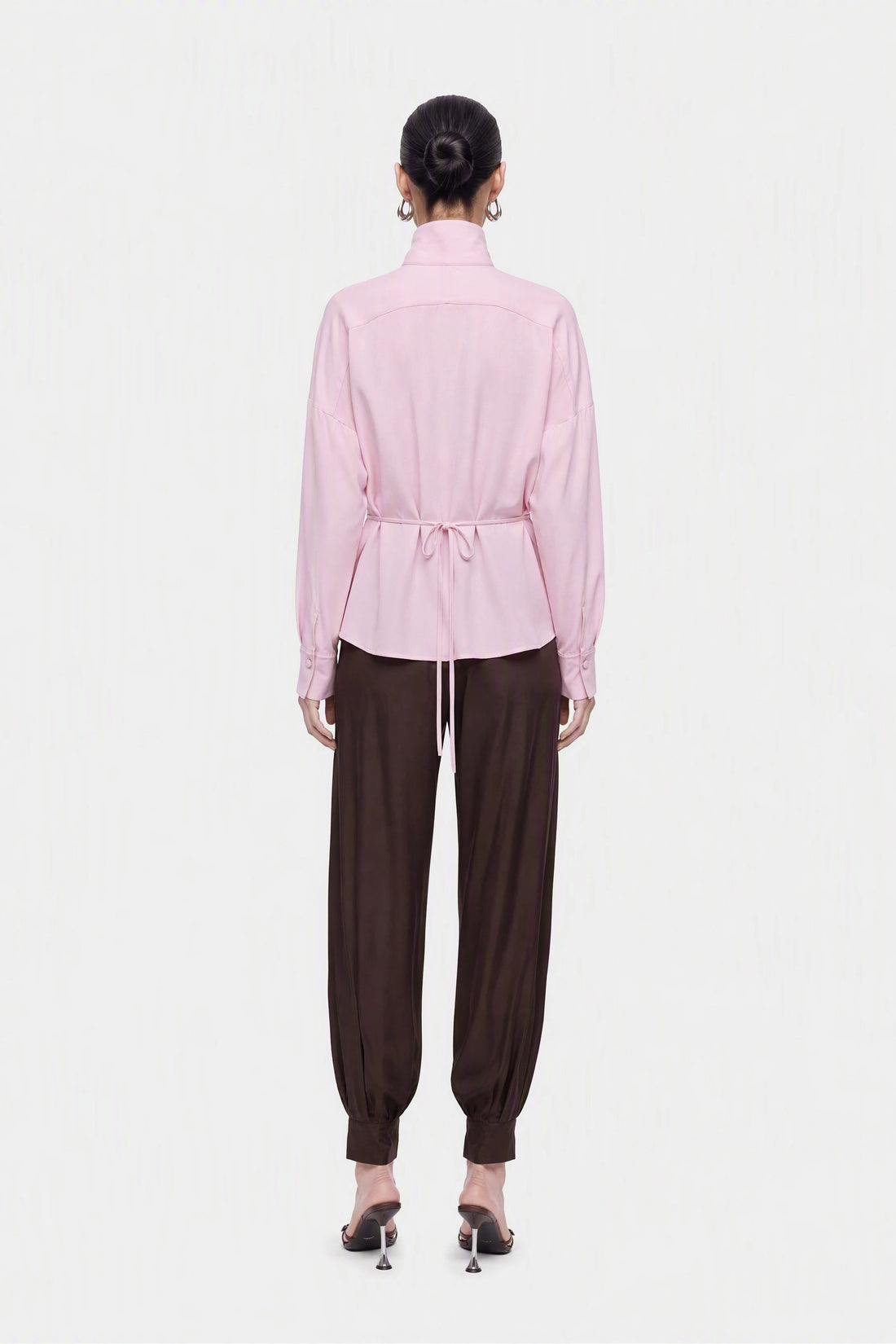 Tie Detail Stand Collar Shirt