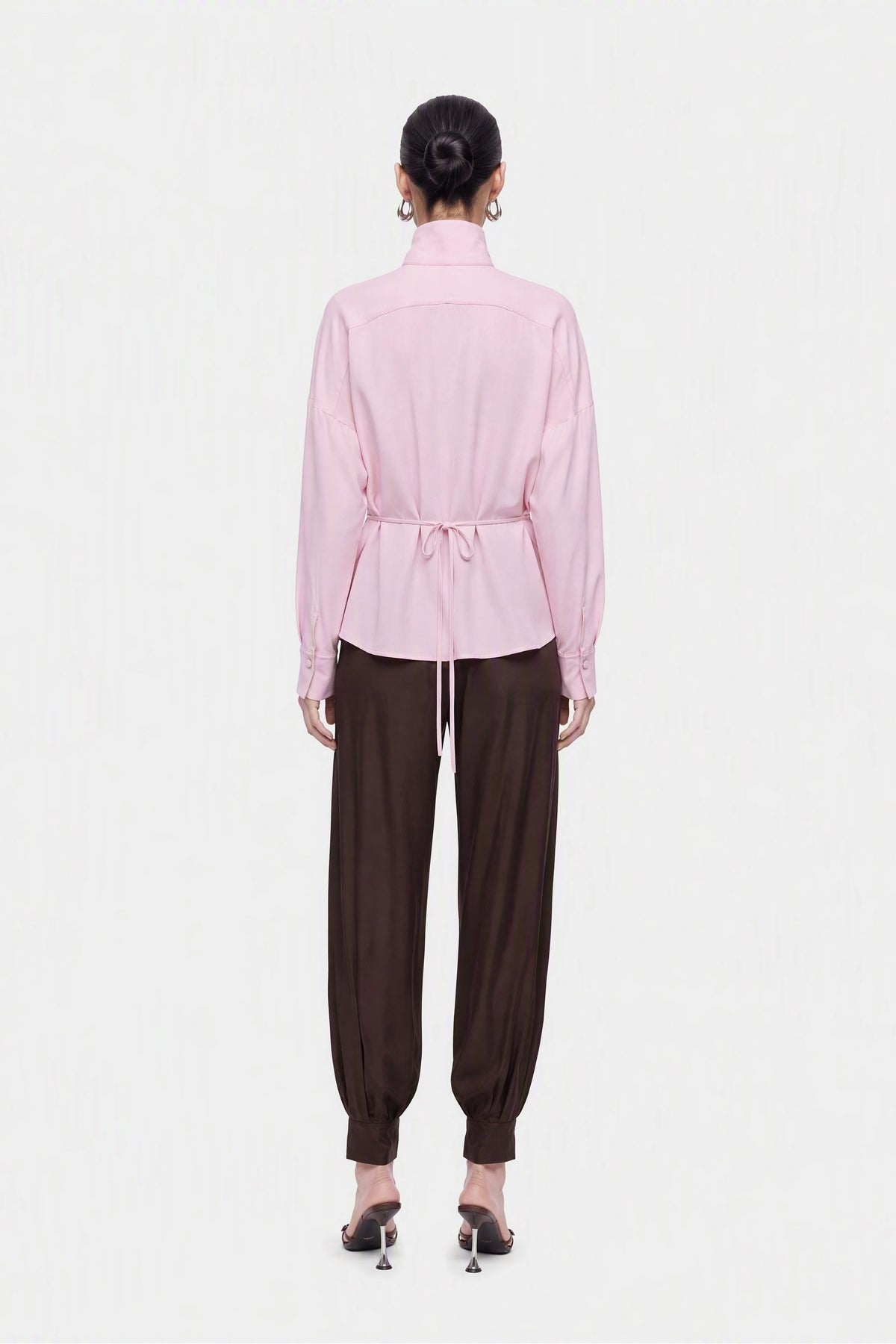 Tie Detail Stand Collar Shirt