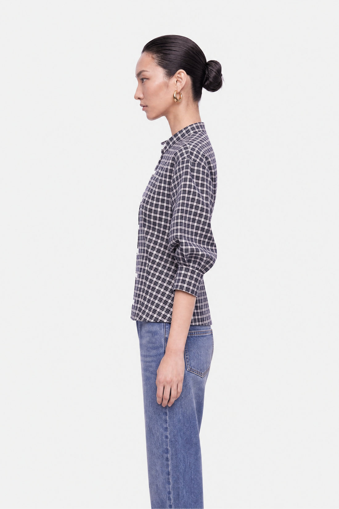 Balloon Sleeve Checked Shirt