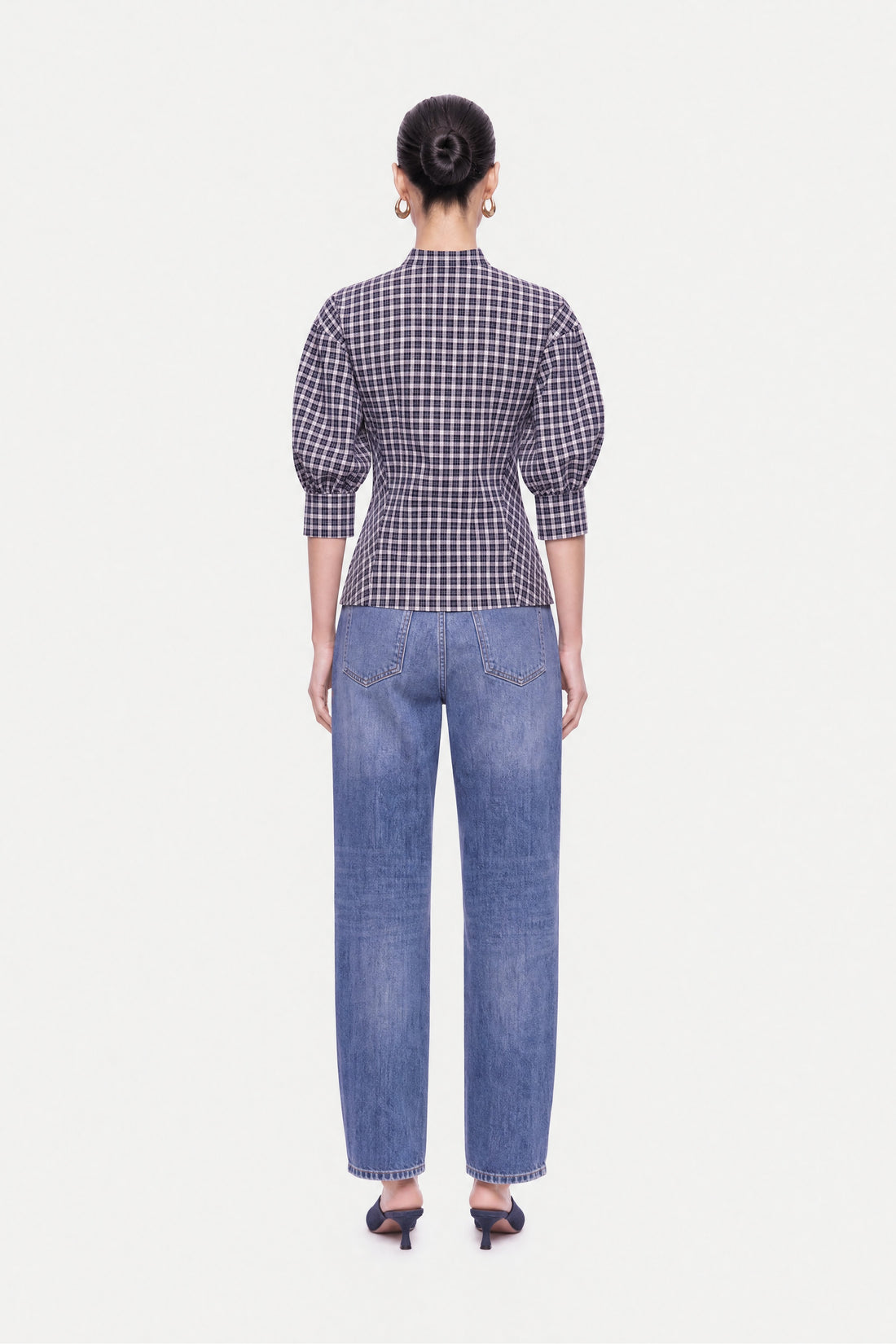Balloon Sleeve Checked Shirt