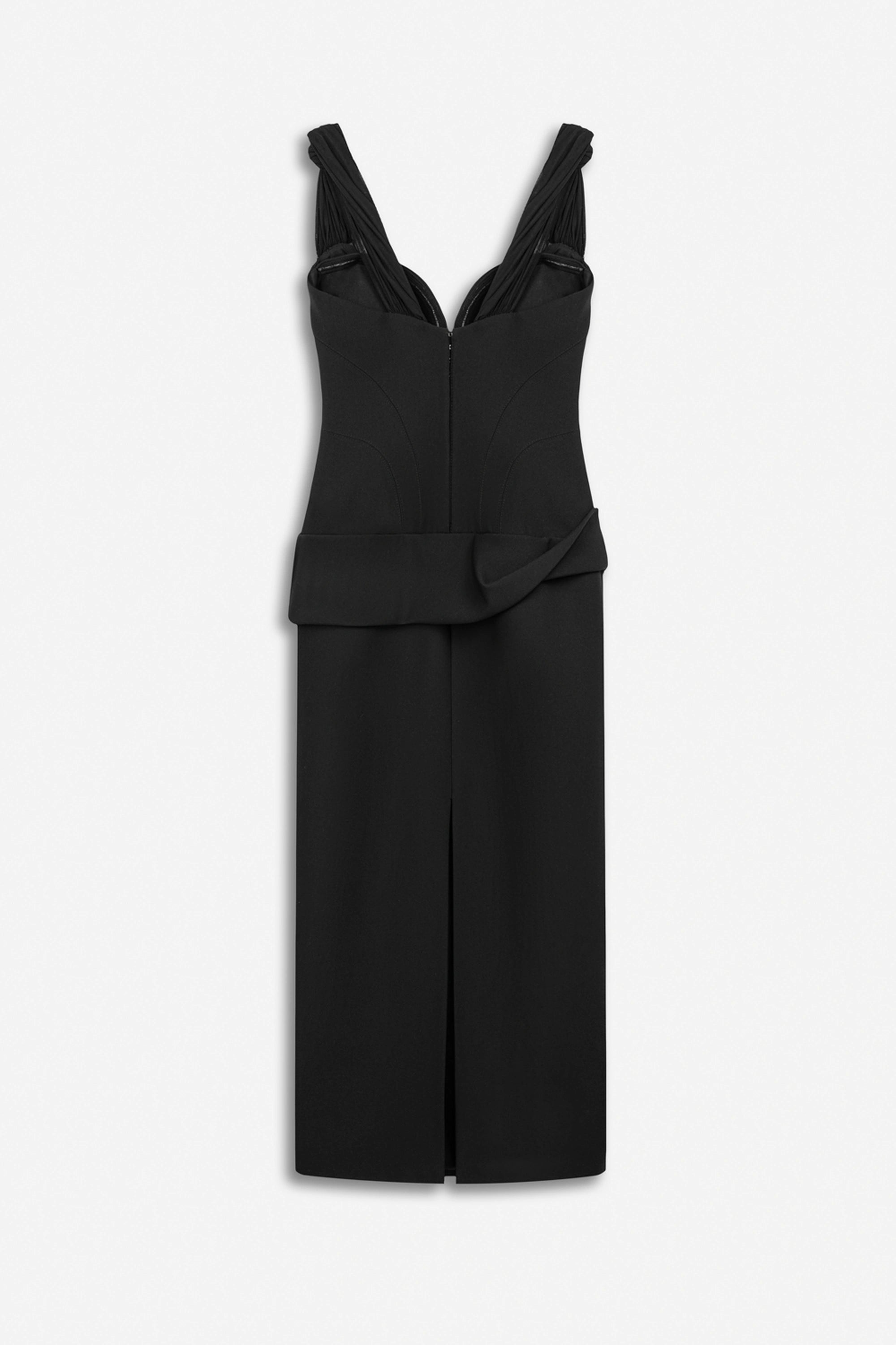 Boned Sweetheart Peplum Midi Dress