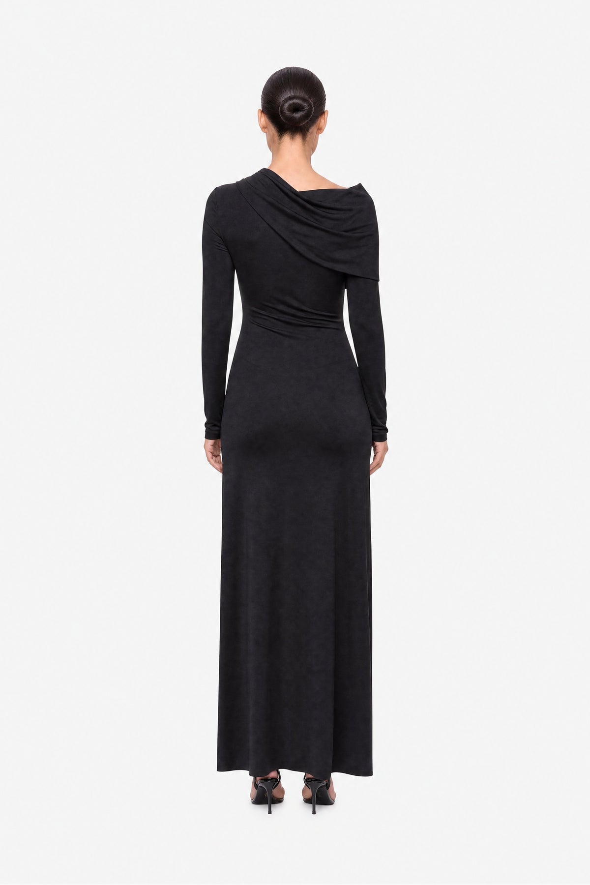 Asymmetric Neck Draped Maxi Dress