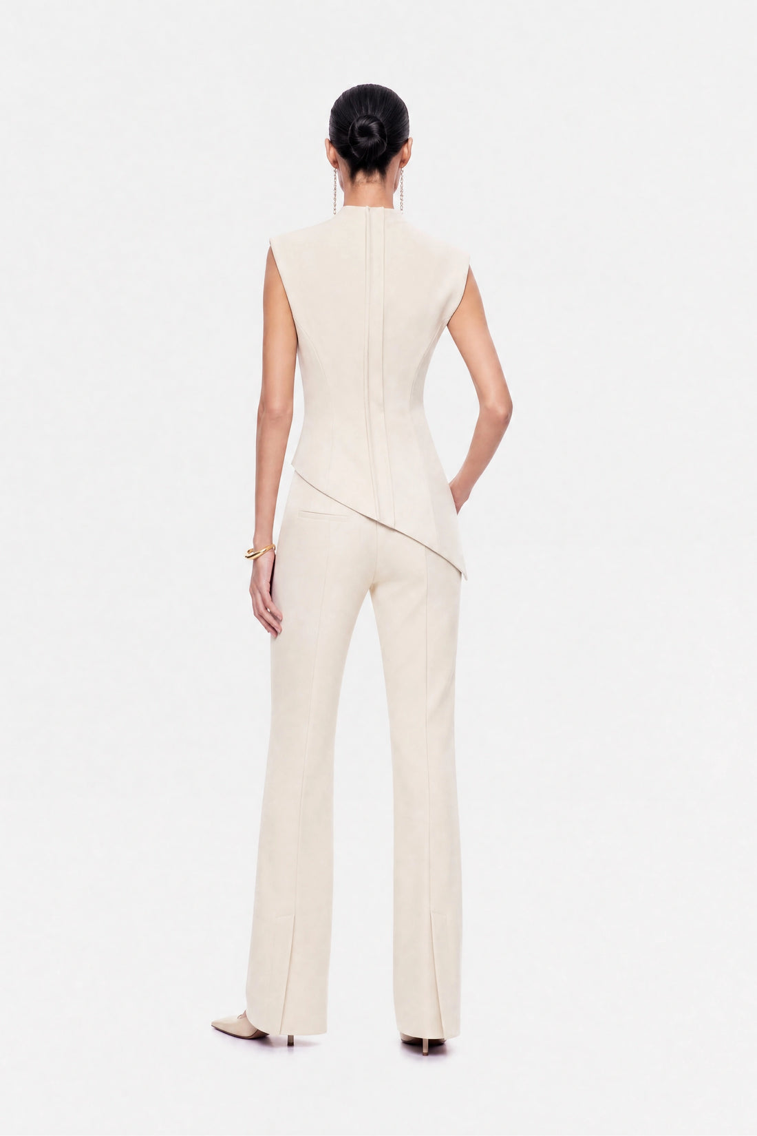 High-Waist Slit-Hem Trousers