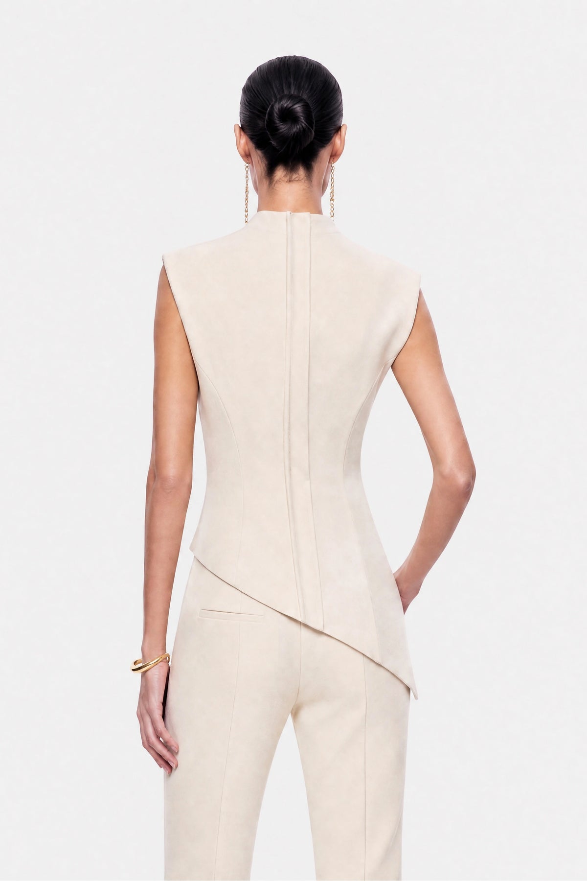 High-Waist Slit-Hem Trousers