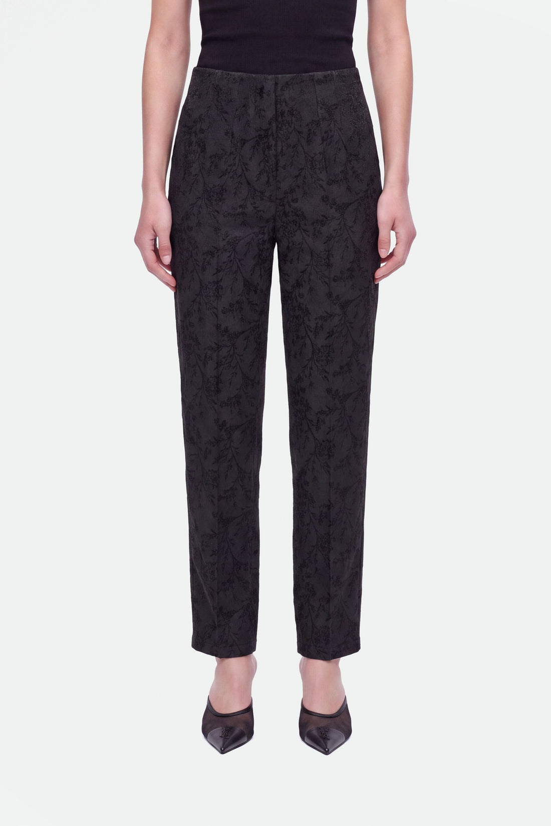 Jacquard High Waist Carrot Trousers