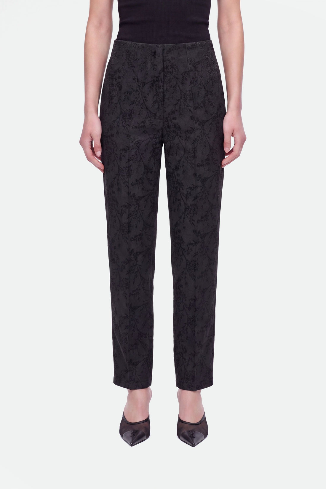 Jacquard High Waist Carrot Trousers