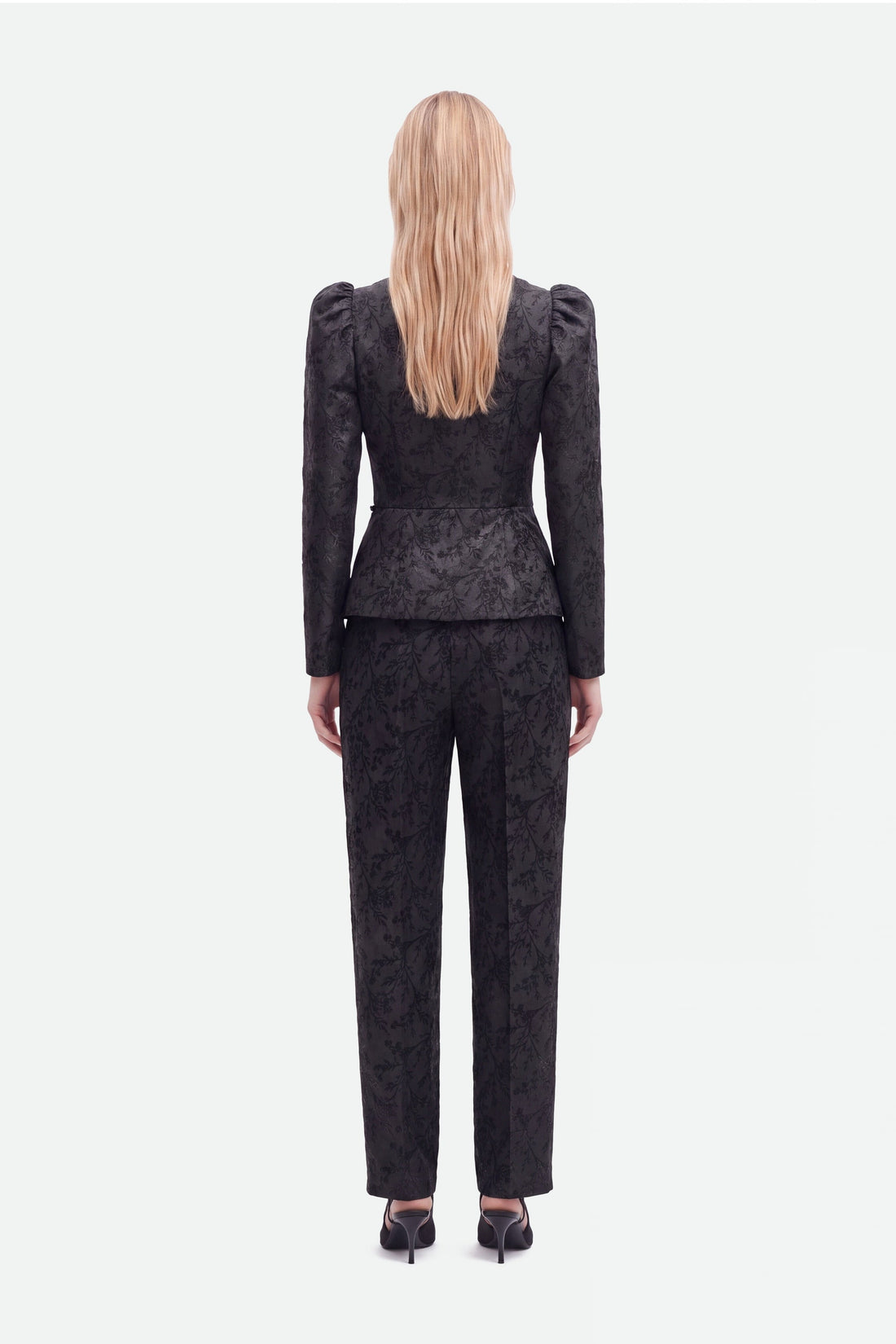 Jacquard High Waist Carrot Trousers