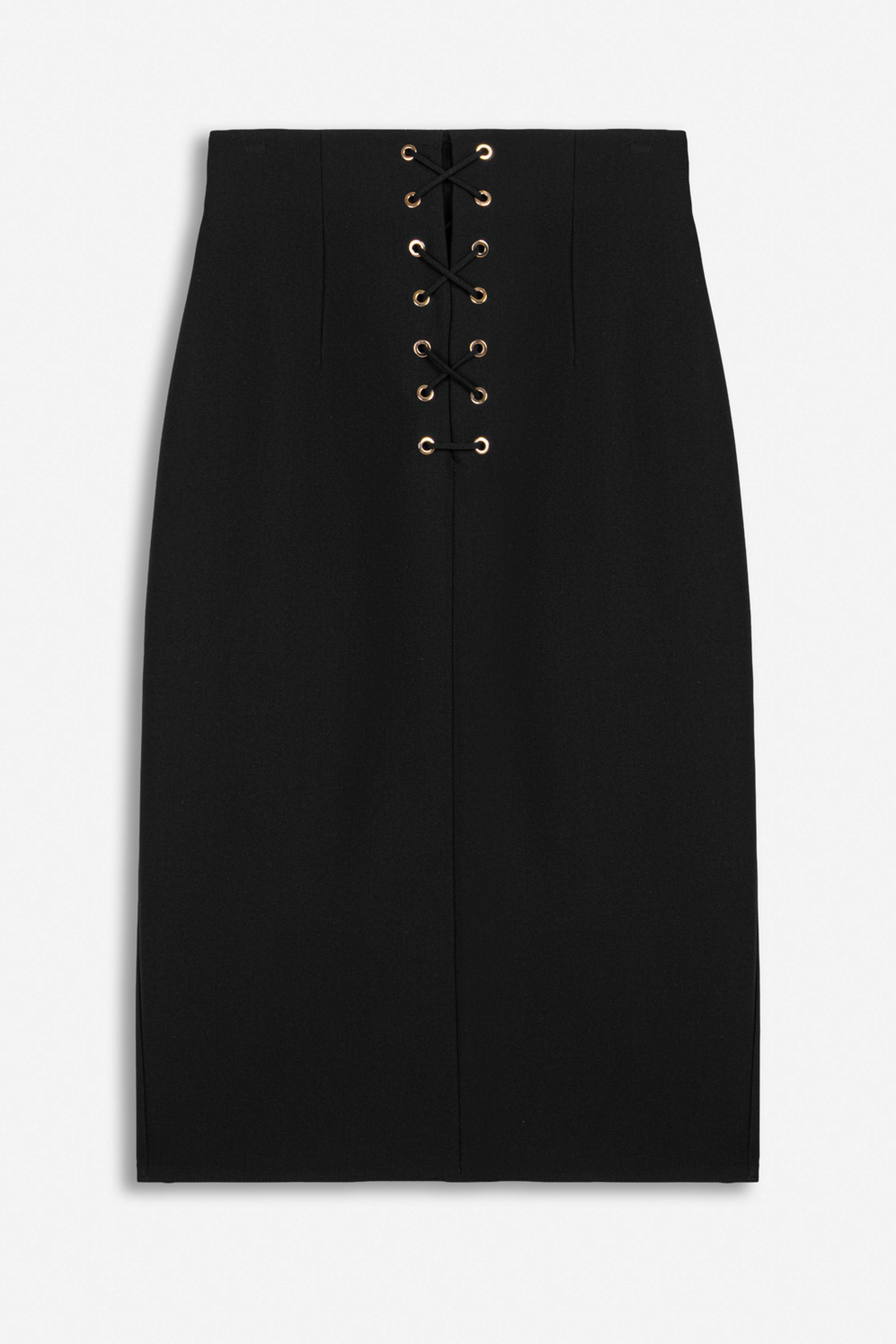 Eyelet-Detail High-Waist Midi Skirt