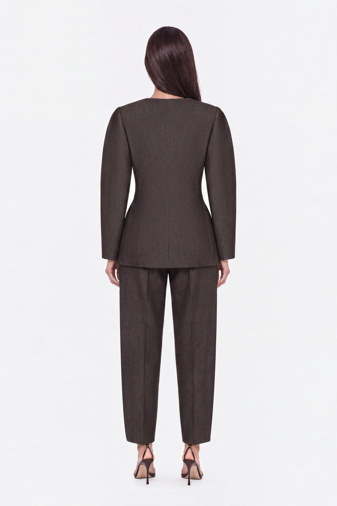 Croc Effect Belted Collarless Jacket
