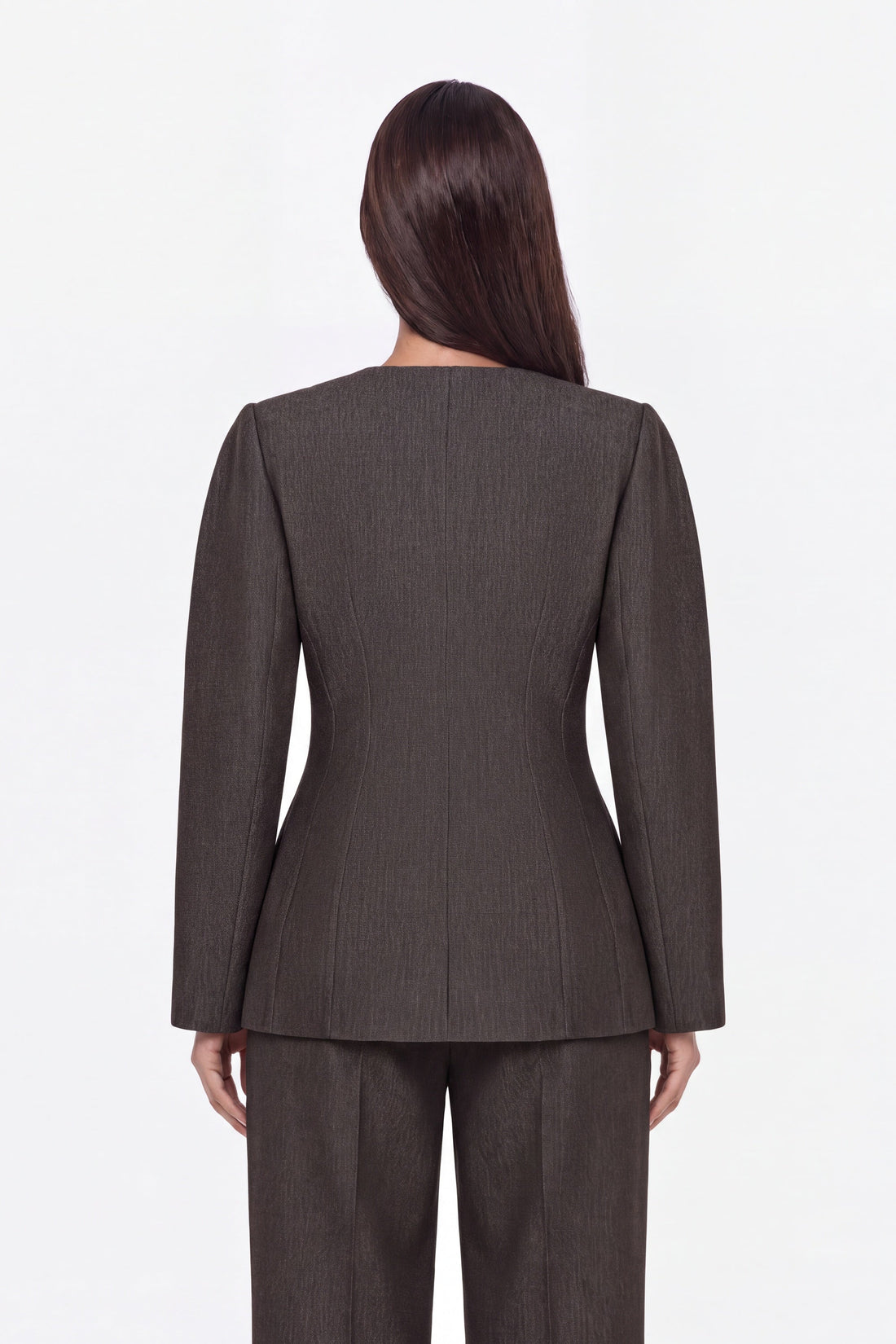 Croc Effect Belted Collarless Jacket