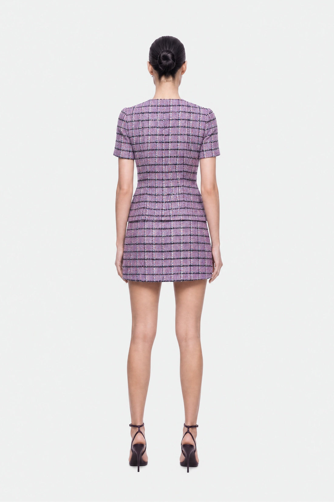 Short Sleeve Tweed Peplum Jacket