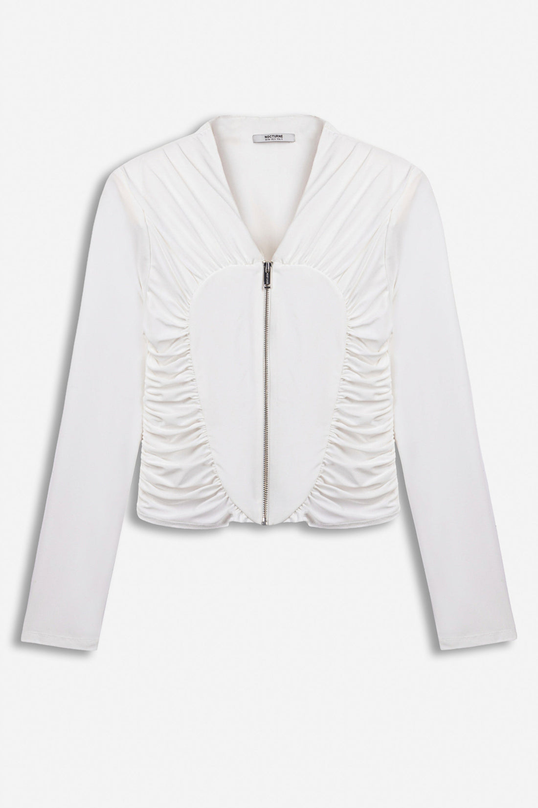 Ruched Metal Zip Blouse