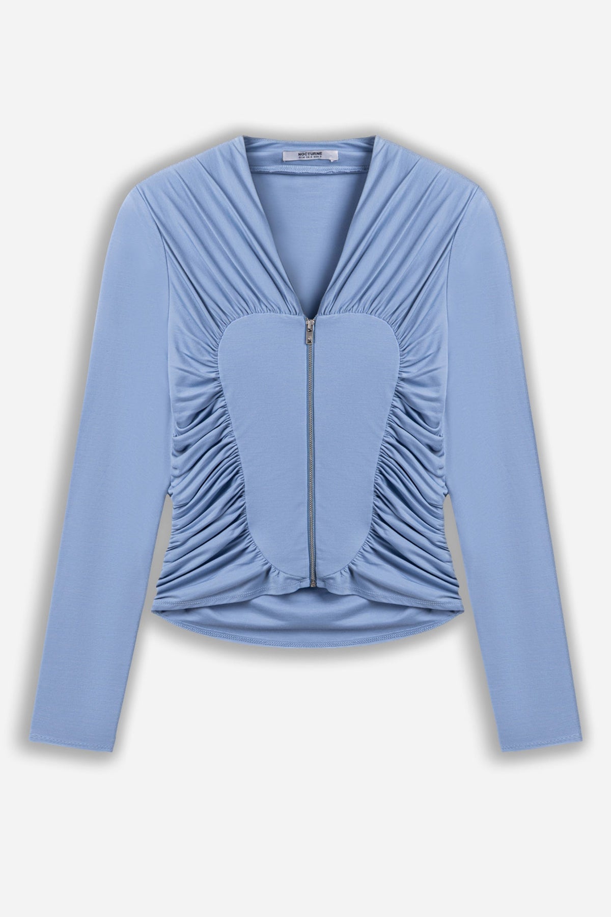 Ruched Metal Zip Blouse
