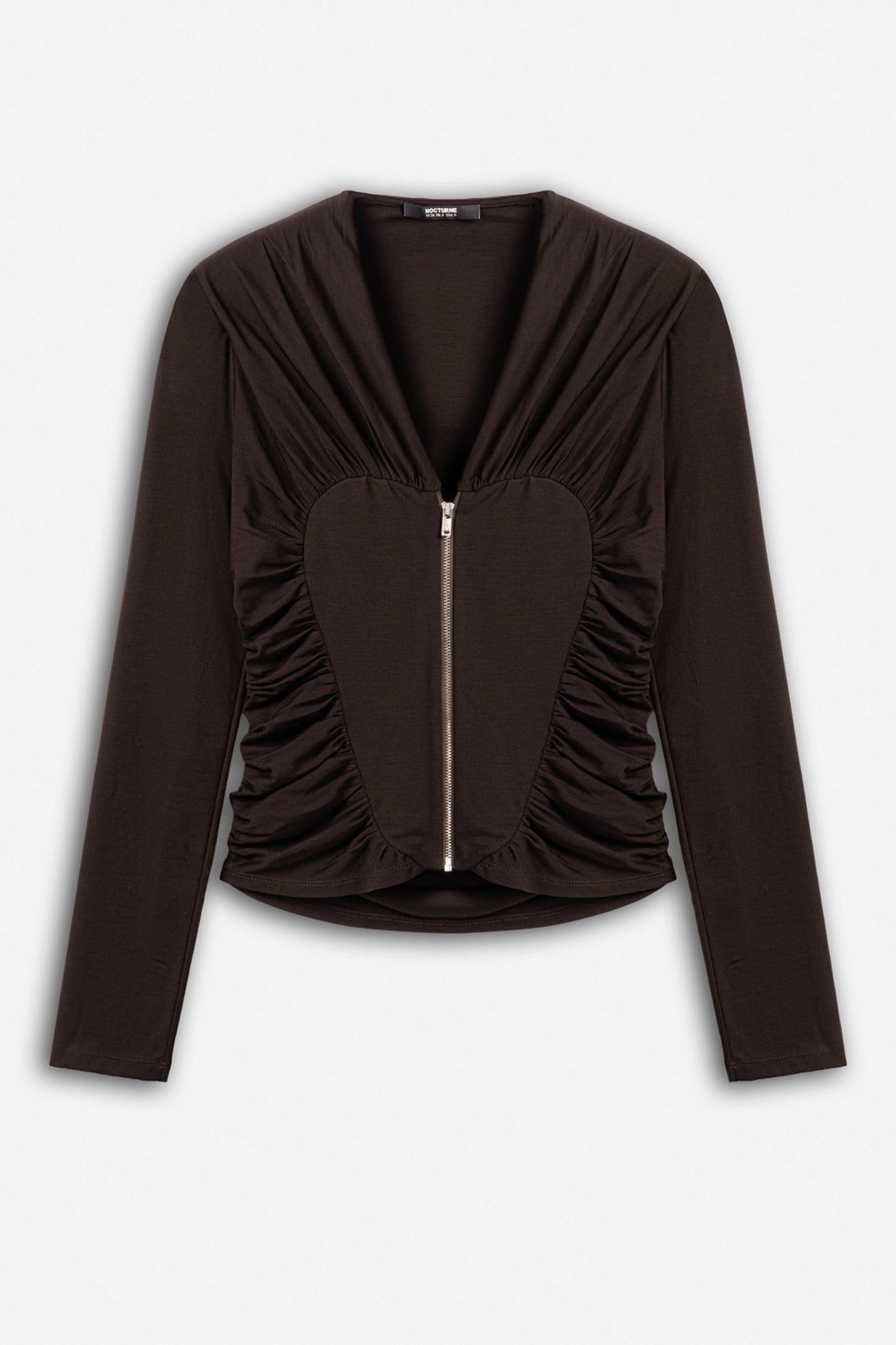 Ruffle-Trim Zip-Front Blouse