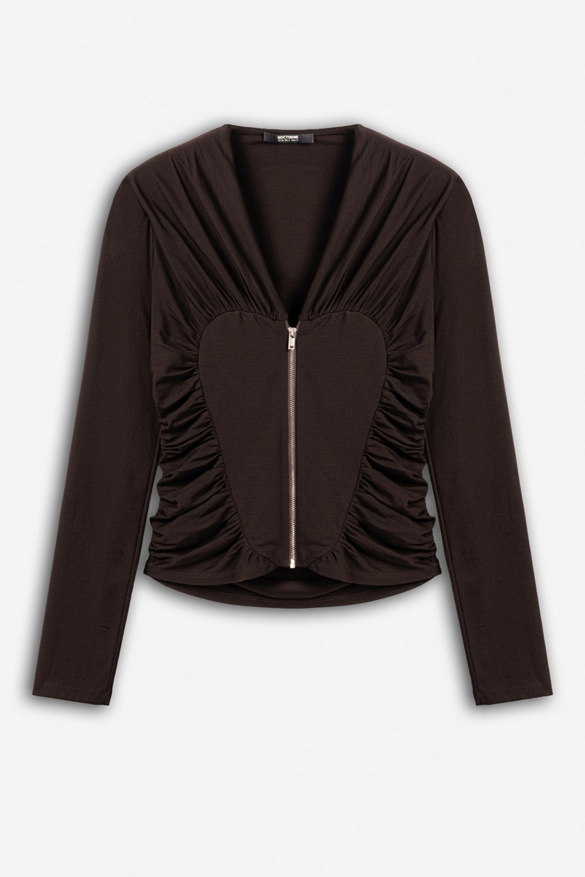 Ruffle-Trim Zip-Front Blouse