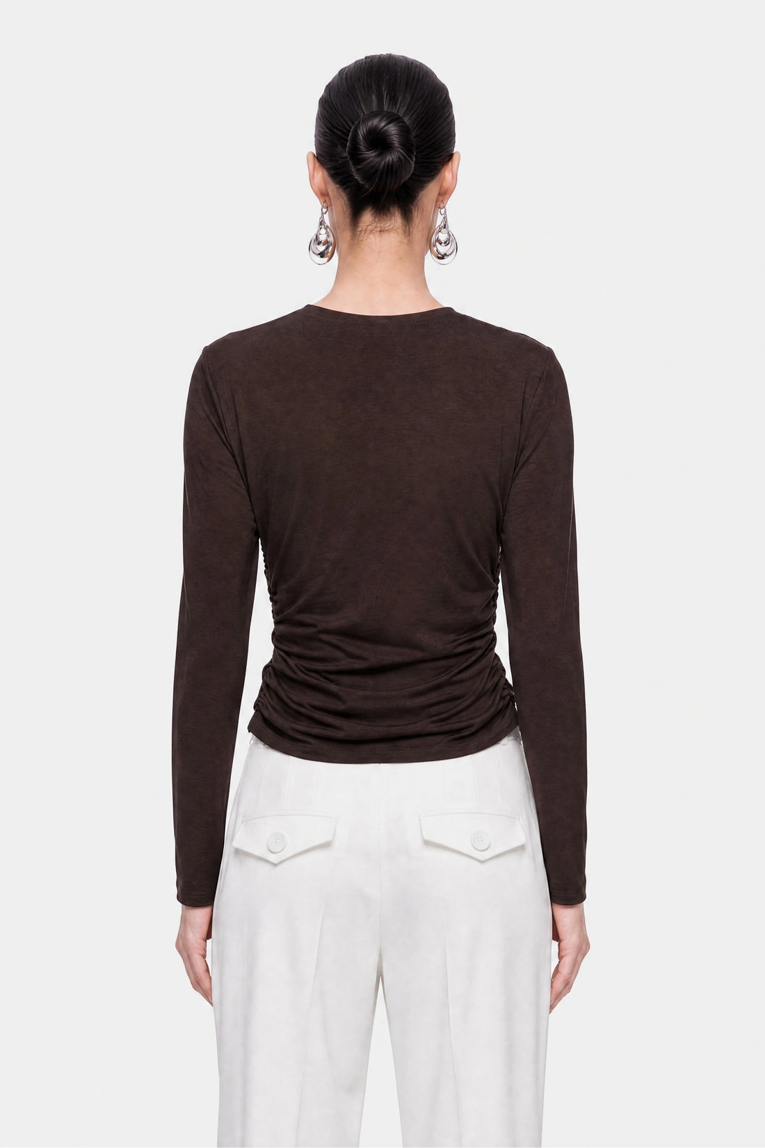 Ruffle-Trim Zip-Front Blouse