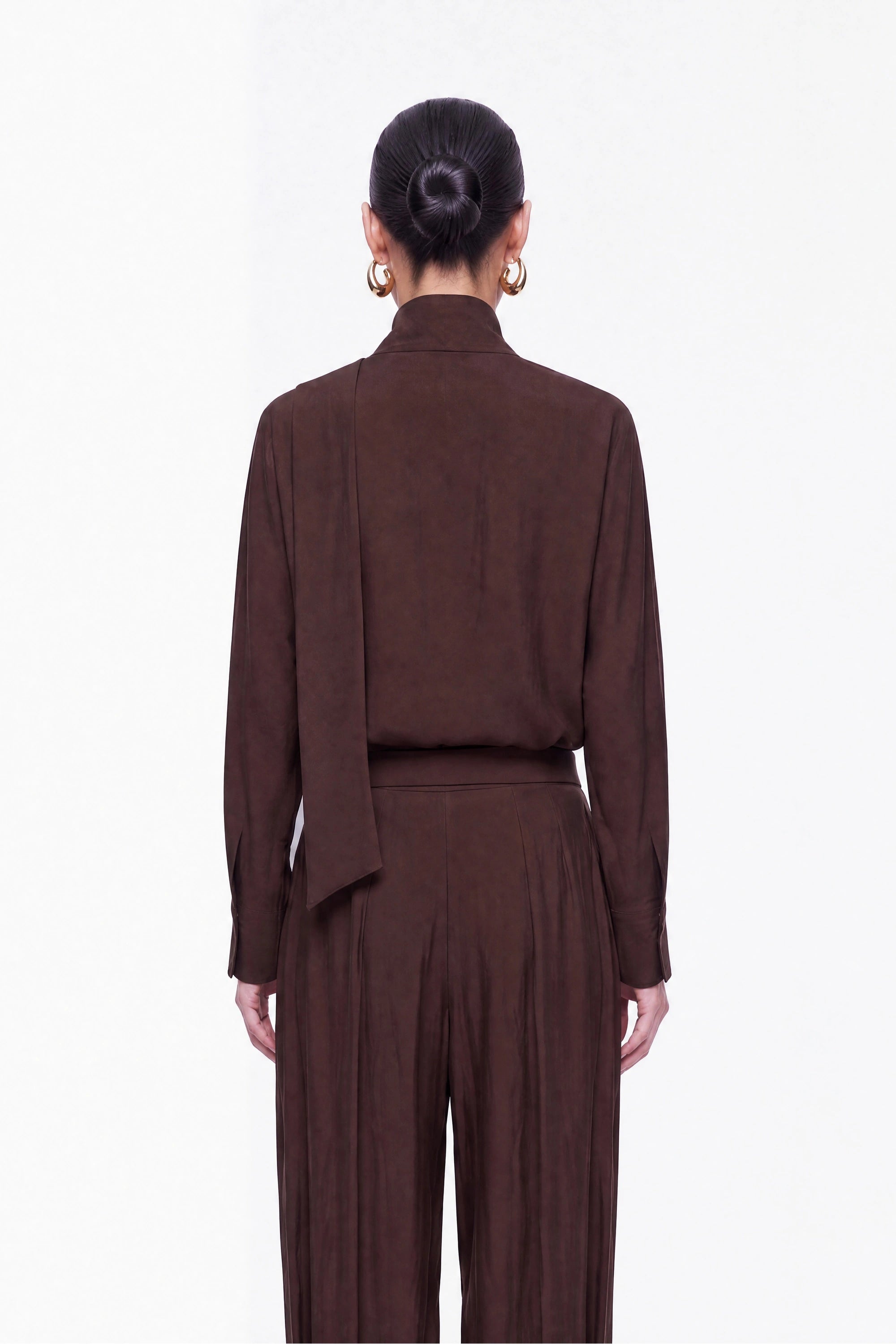 Stone Accessory Stand Collar Blouse