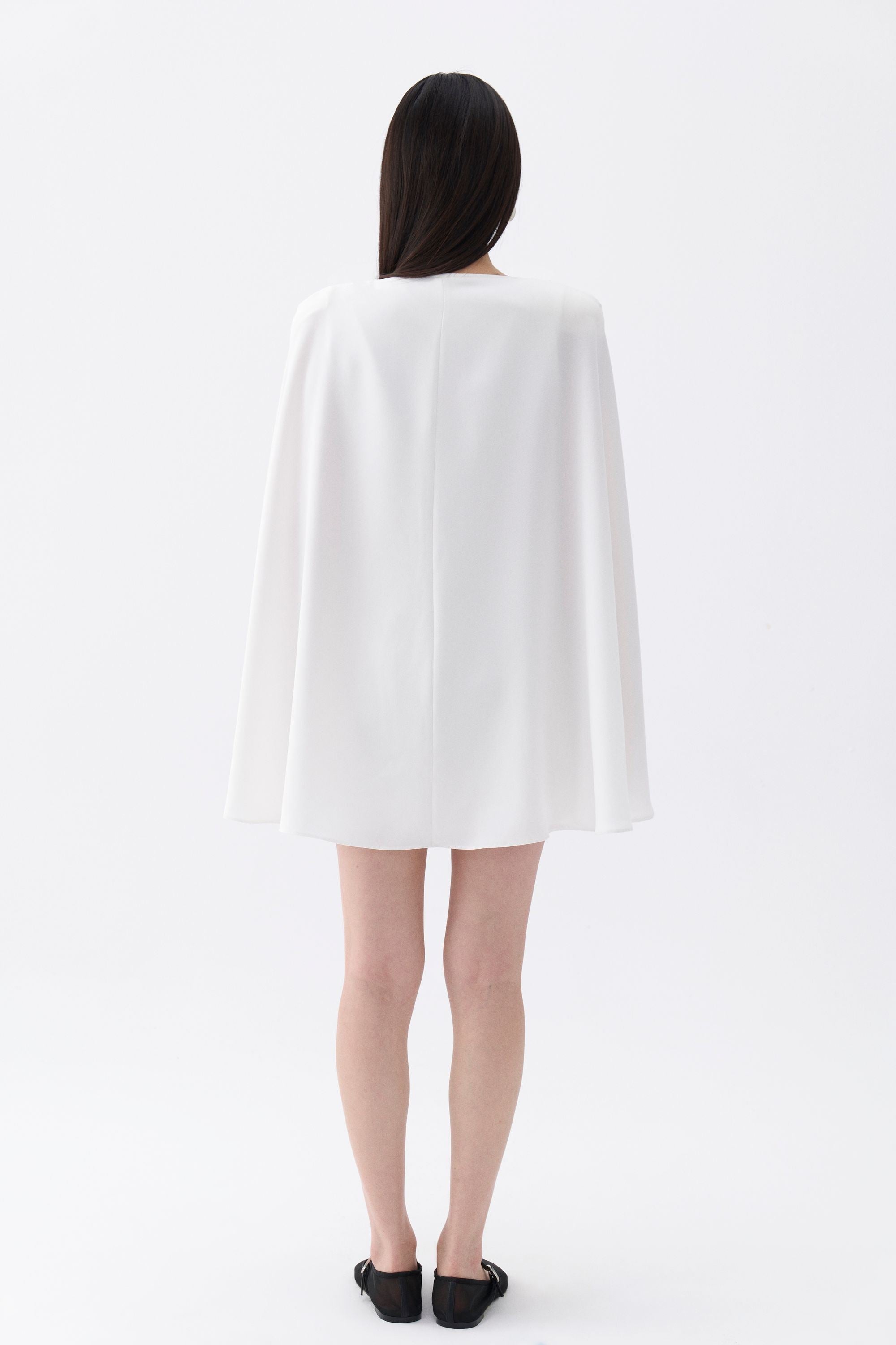 Ecru Cape Sleeve Mini Dress
