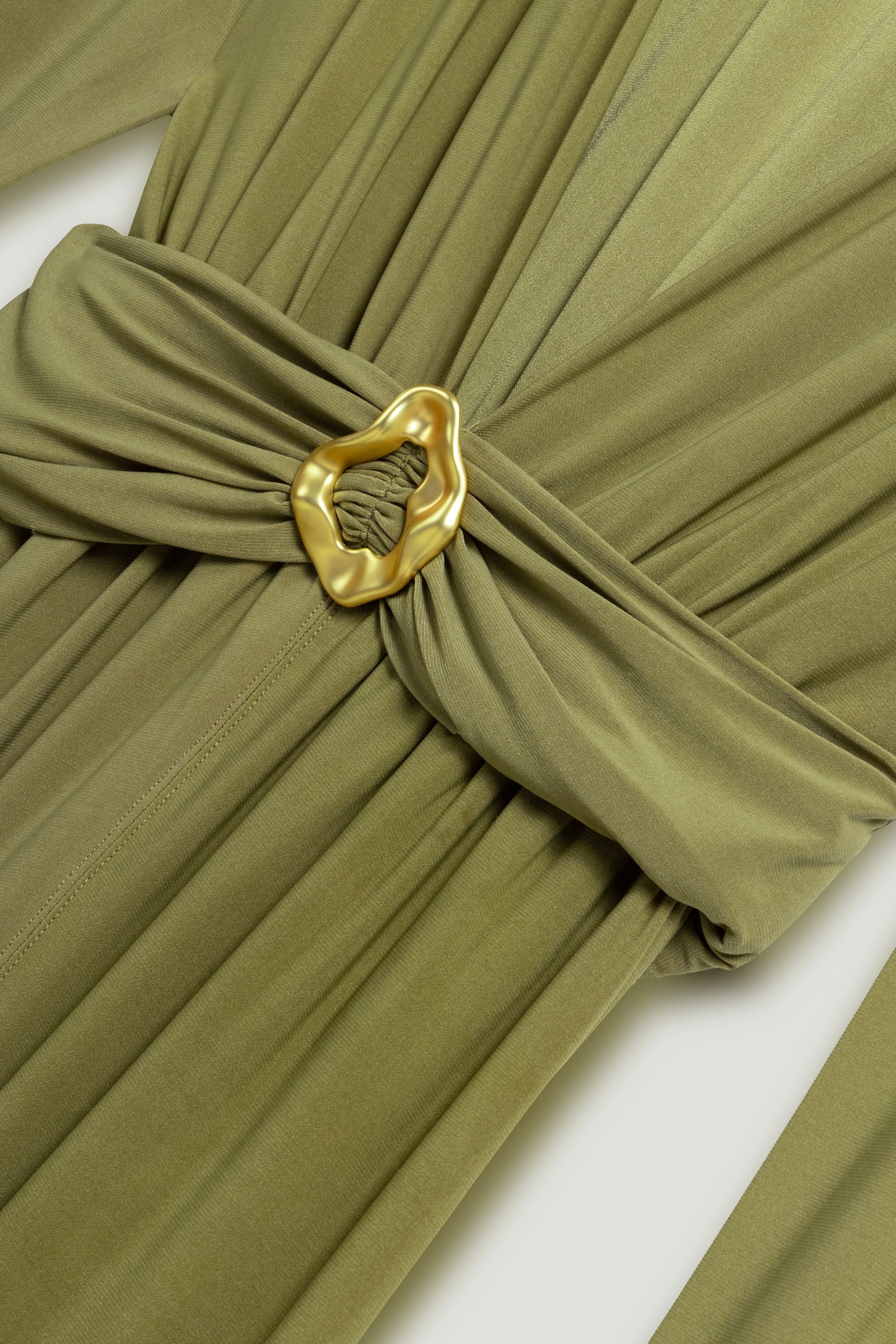 Deep Plunge Belted Jersey Maxi Dress