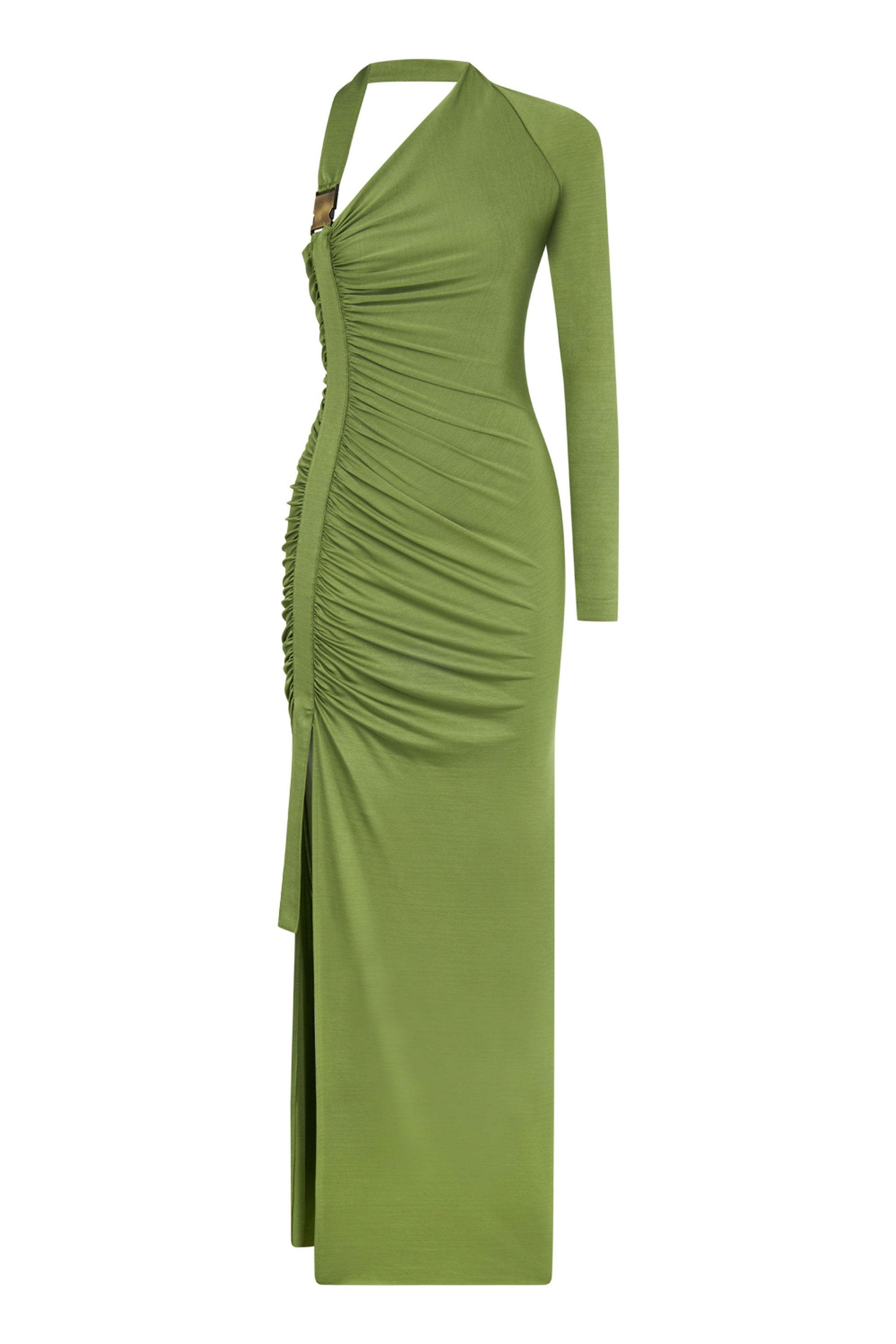 Green One Sleeve Maxi Dress
