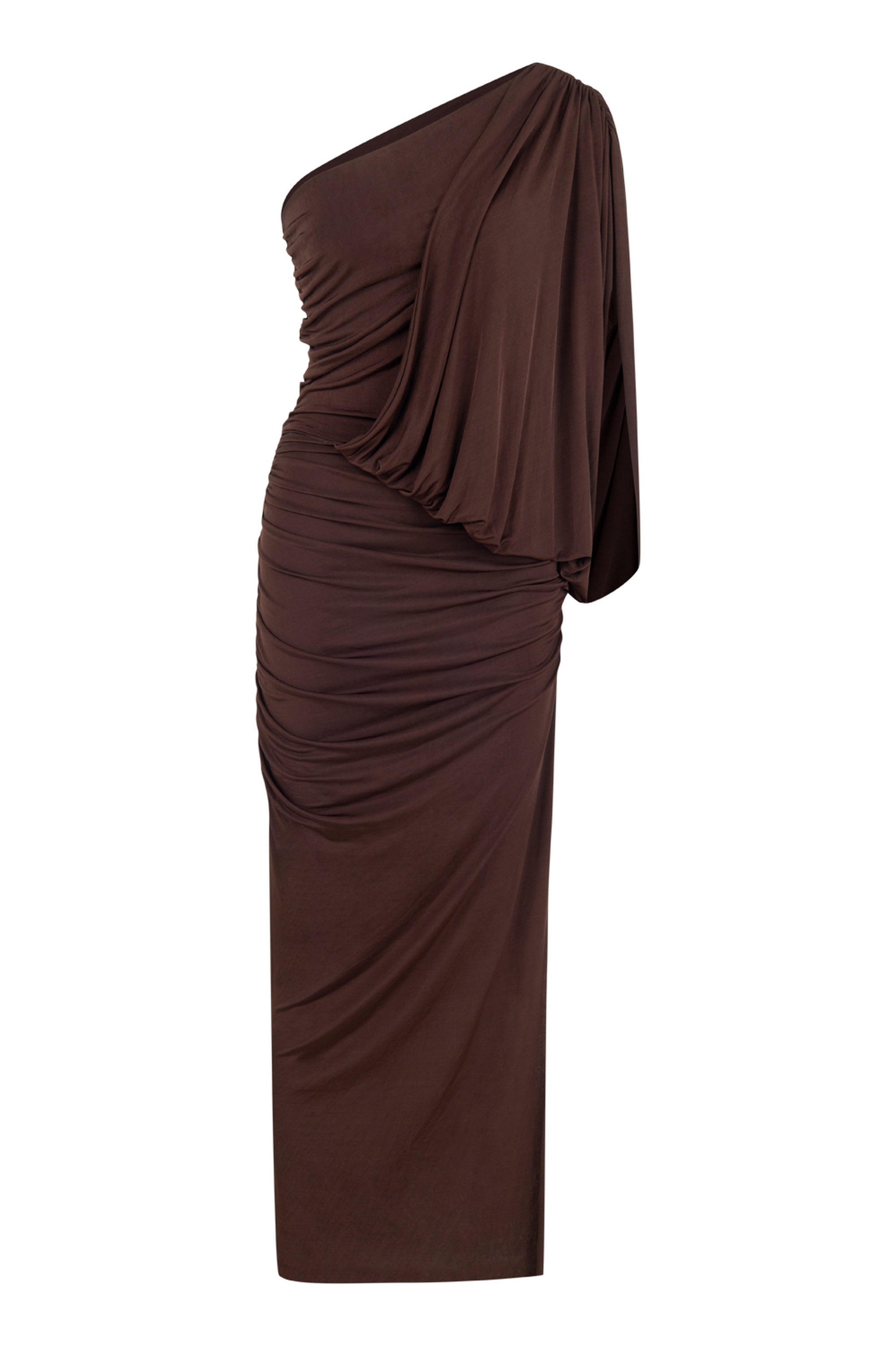 Dark Brown Draped Detail Maxi Dress