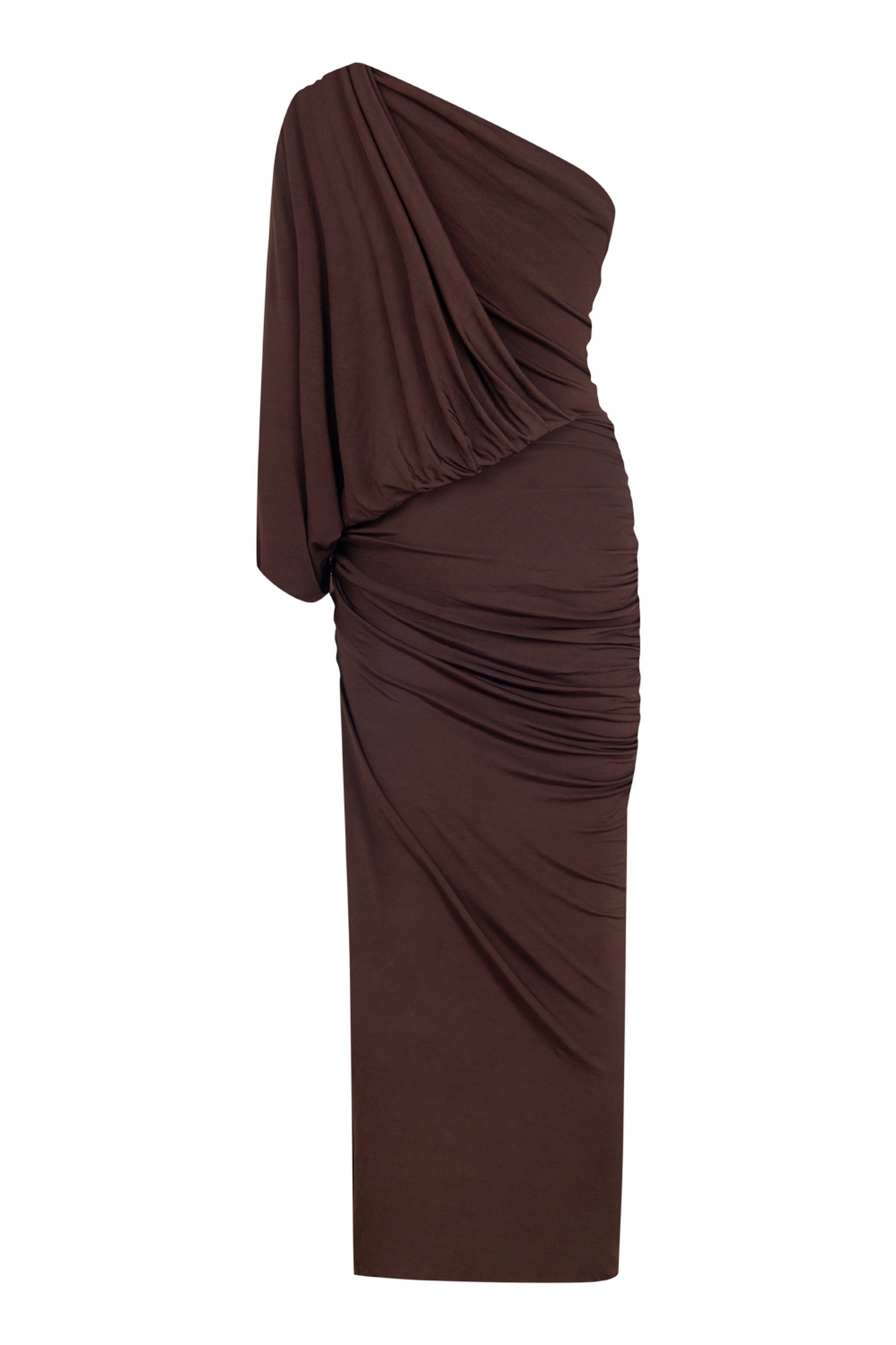 Dark Brown Draped Detail Maxi Dress