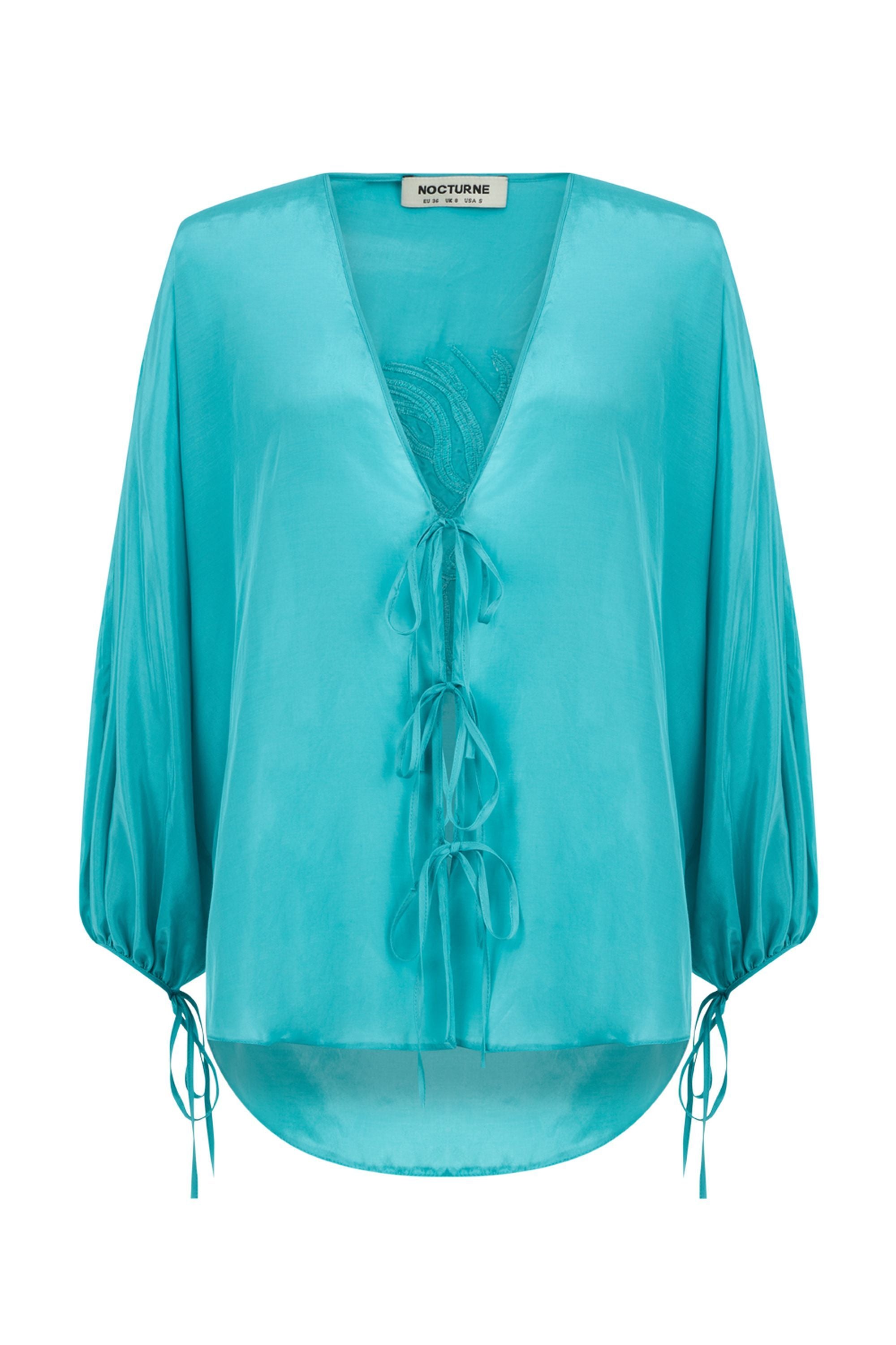 Turqoise Beaded Embroidered Shirt