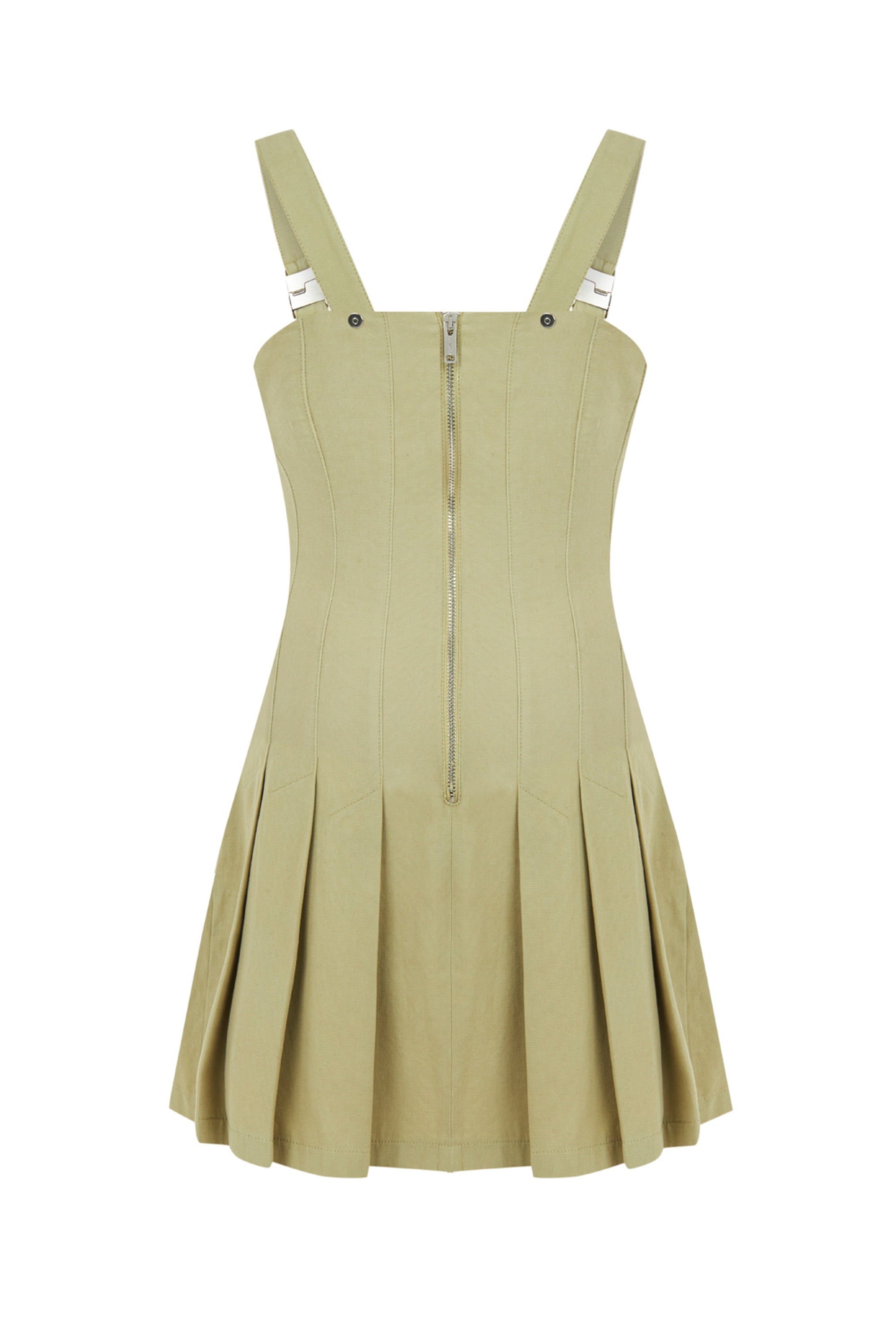 Olive Pleated Mini Dress